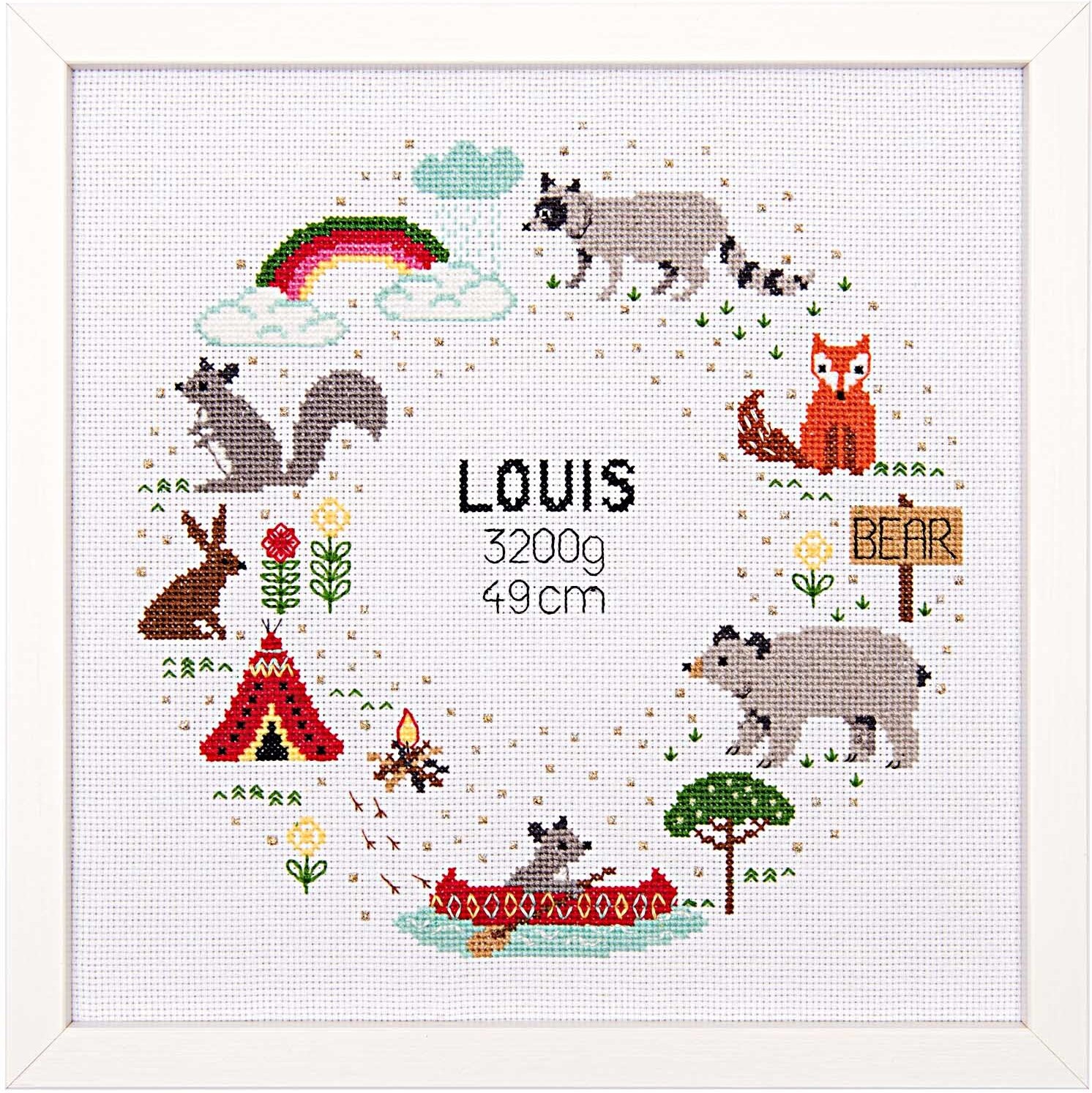 Rico Design Stickpackung Geburtsbild Woodland Camping 24x24cm