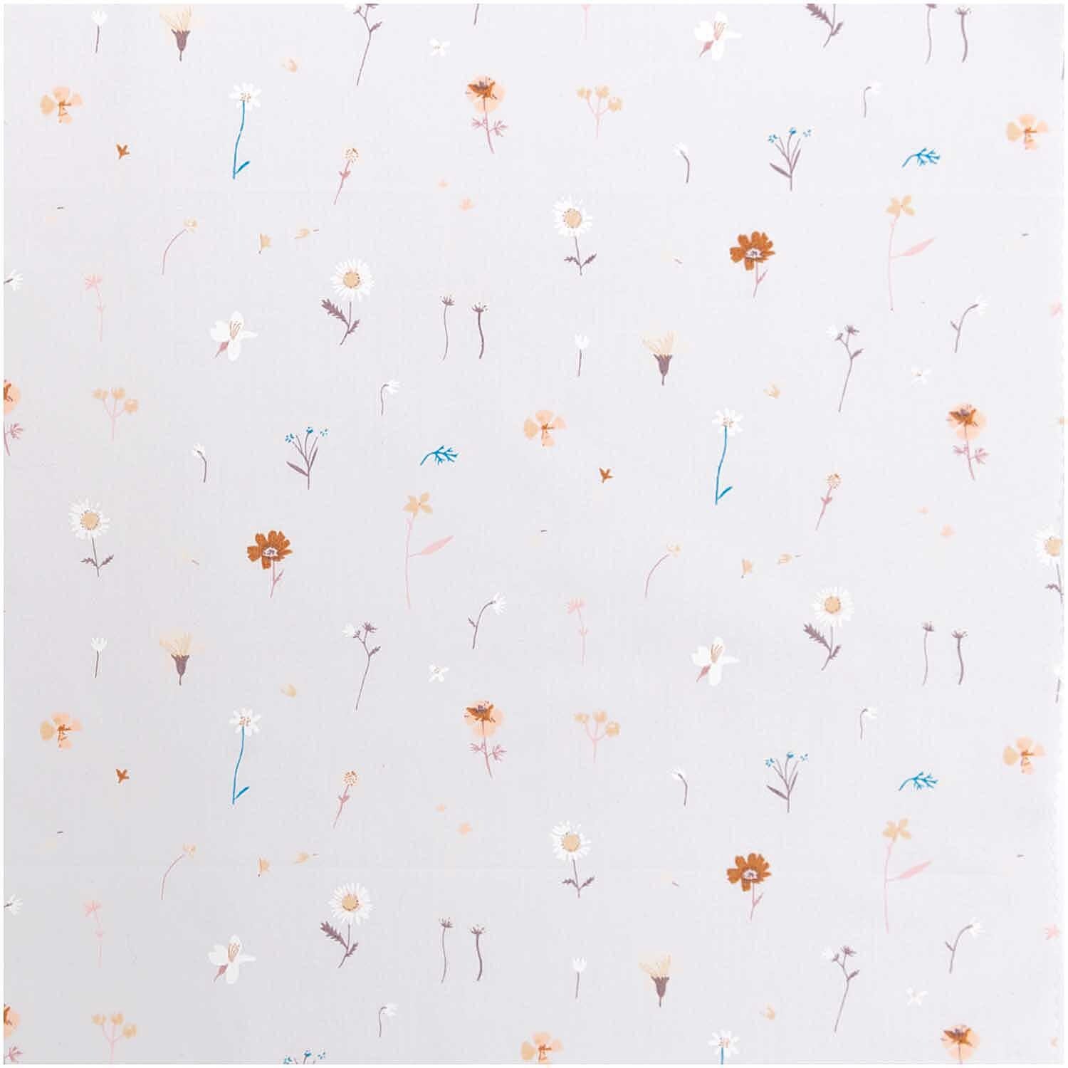 Rico Design Stoffabschnitt Druckstoff Streublumen hellgrau 50x140cm