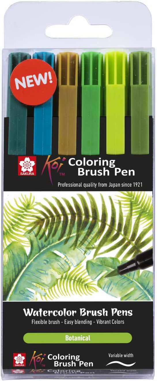 Koi Coloring Brush Pens Botanical Grün