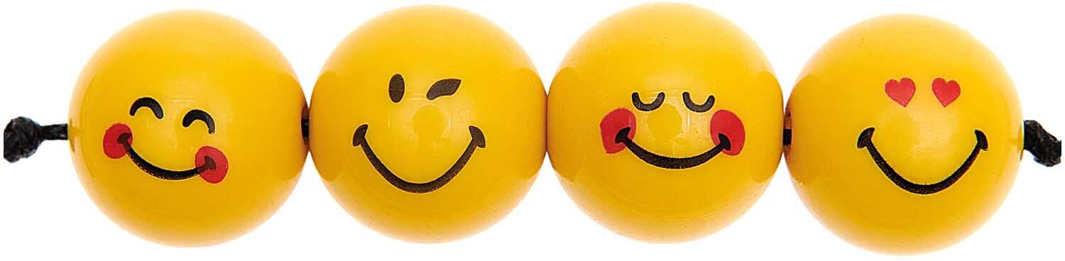 Rico Design SmileyWorld® Perlen Expressions rund gelb 16mm 7 Stück