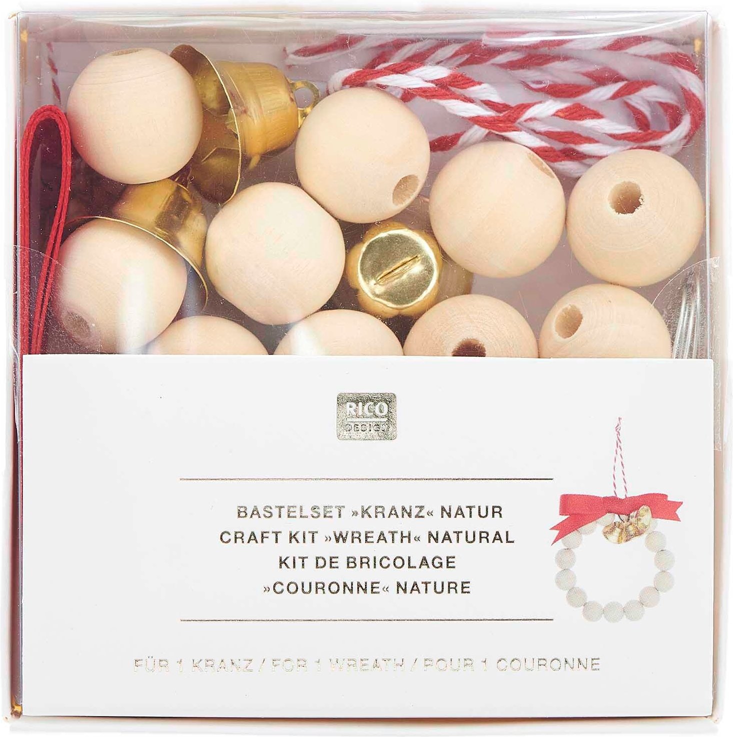 Rico Design Bastelset Holzperlen Kranz natur