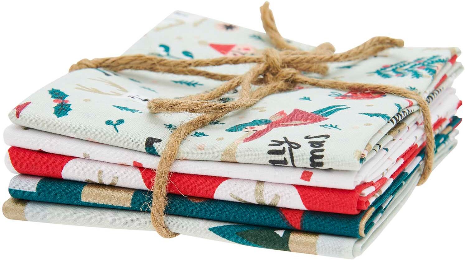 Rico Design Stoffpaket mit 5 Stoffen Jolly Christmas Elfen 50x70cm