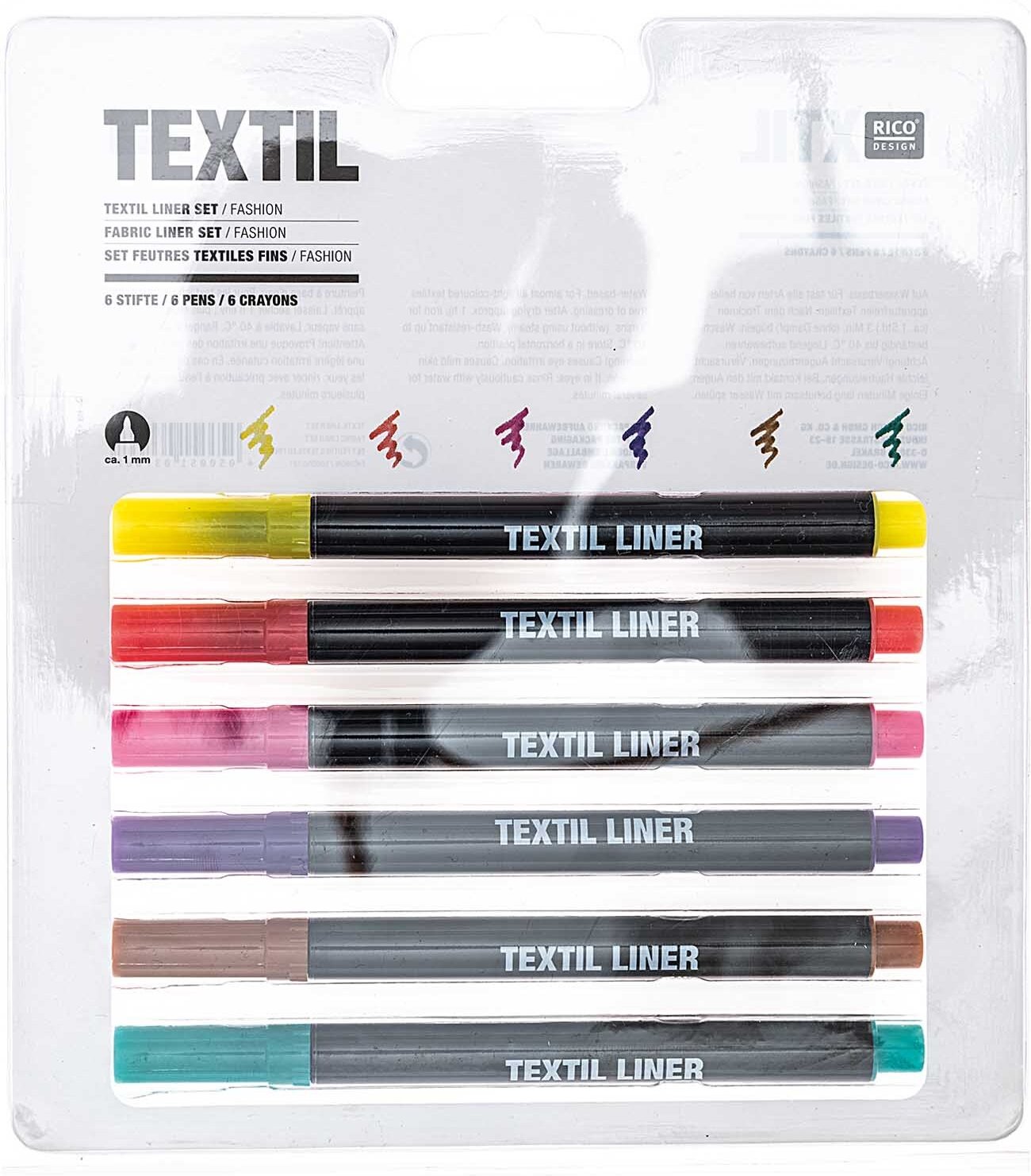 Rico Design Textil Liner fashion 6 Farben Multicolor