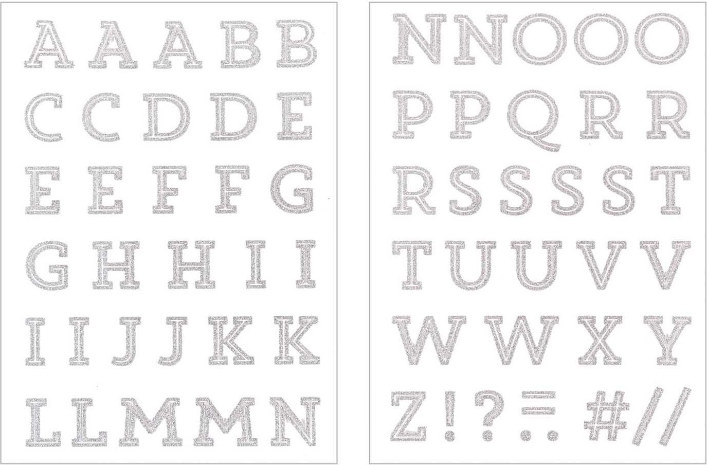 Rico Design Bügelmotive Buchstaben A-Z silber glitter