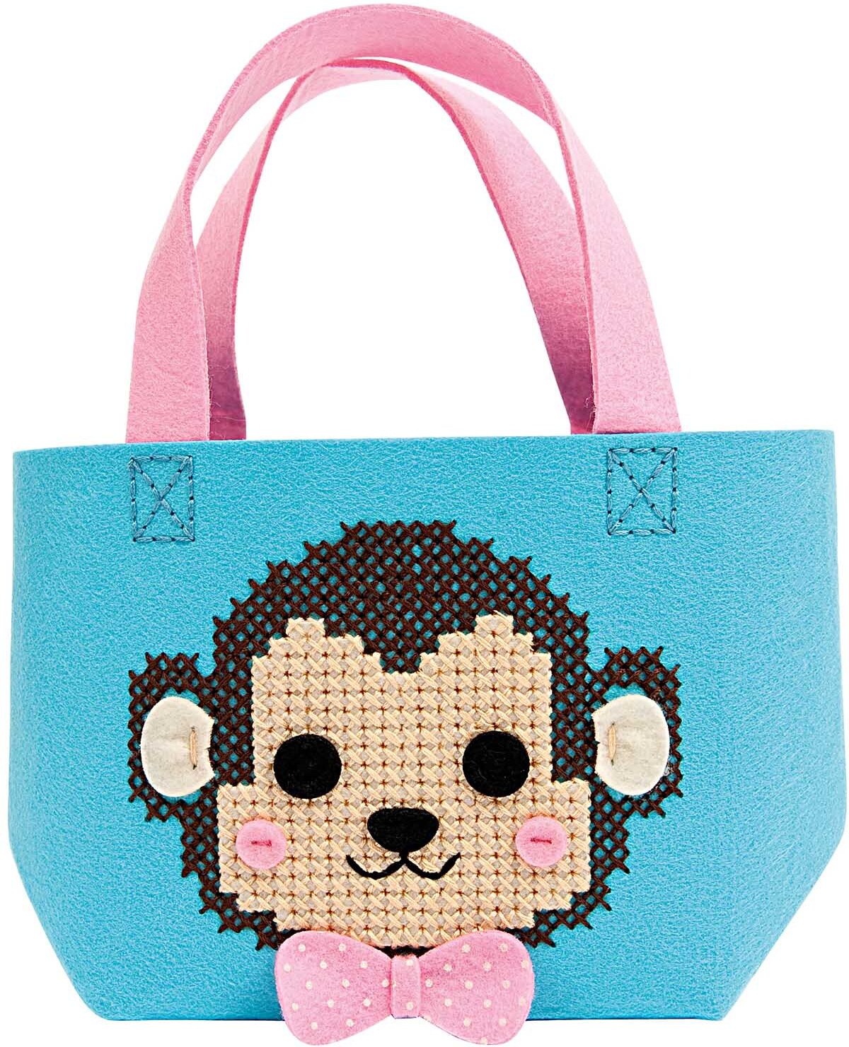 Rico Design Bastelset Kindertasche Affe türkis 16,5x16x11cm
