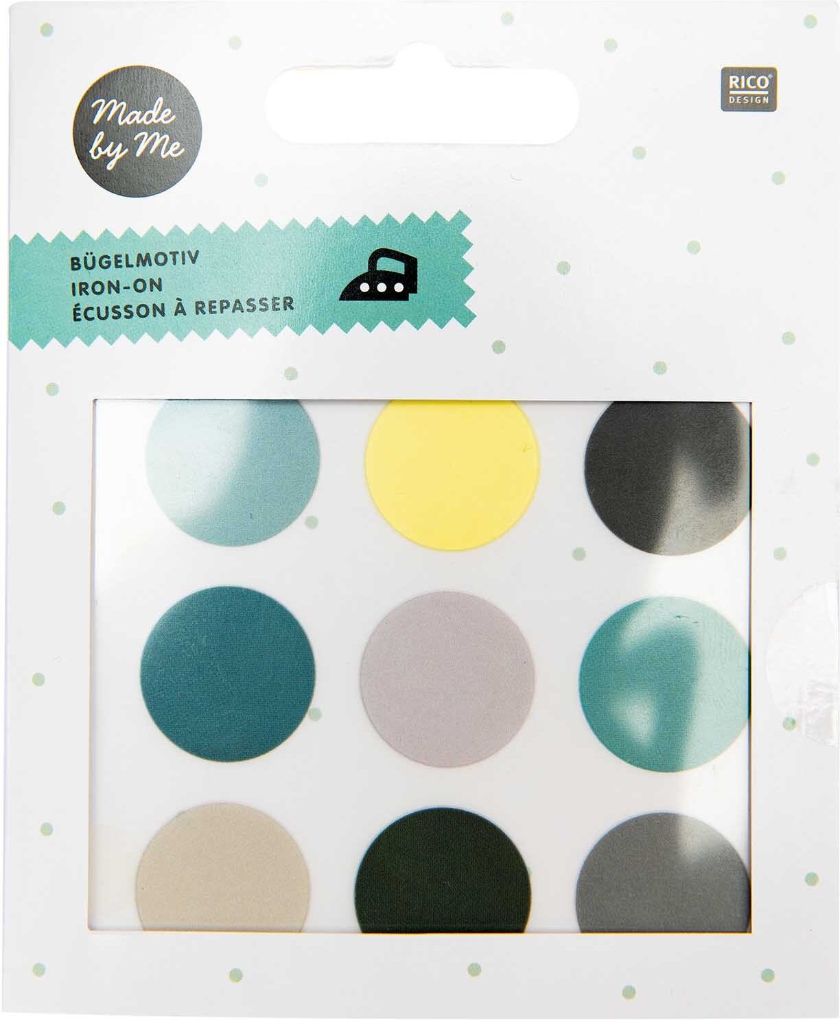 Rico Design Bügelmotiv Kreise grün Mix 18 Stück