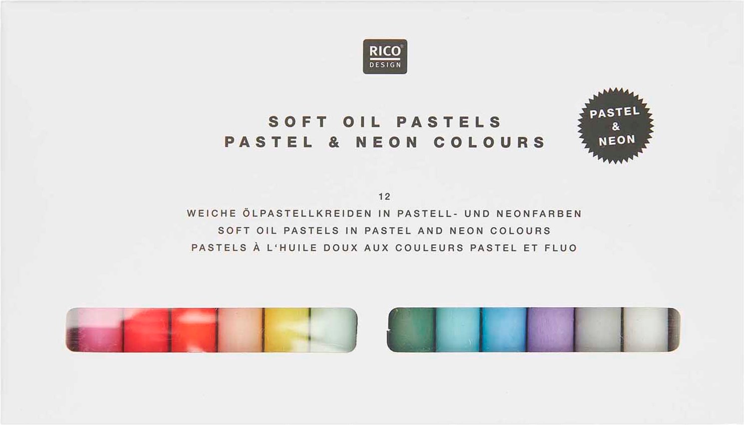 Rico Design Ölpastellkreide Pastell & Neon 12 Farben