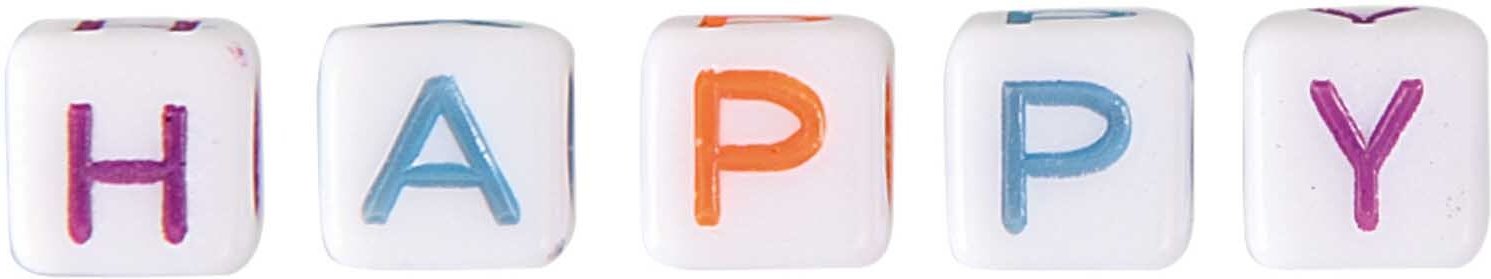 Rico Design Buchstaben Würfel Happy 5 Stück