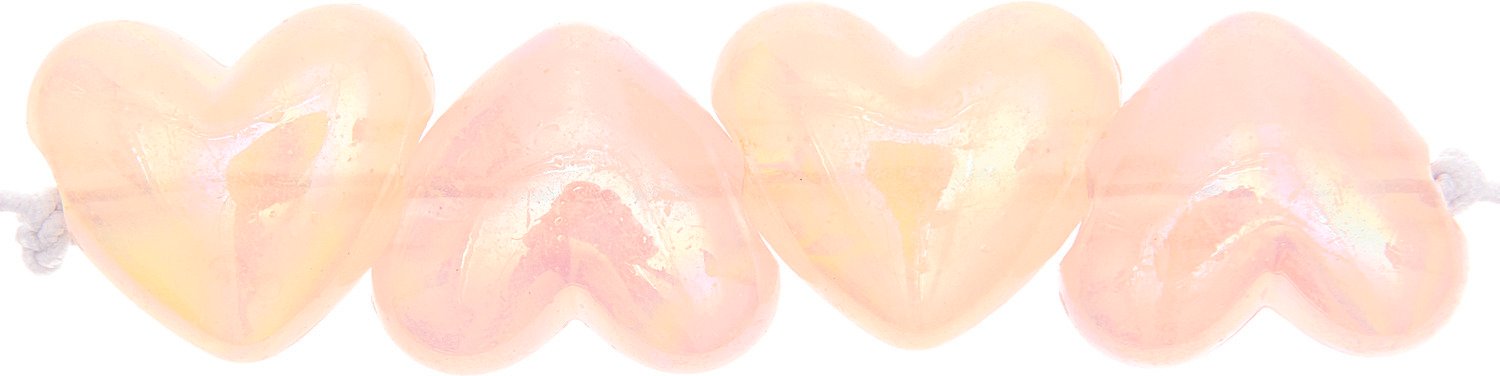 Rico Design itoshii Herz Perlen holographisch rosa 17x15x9mm 12 Stück