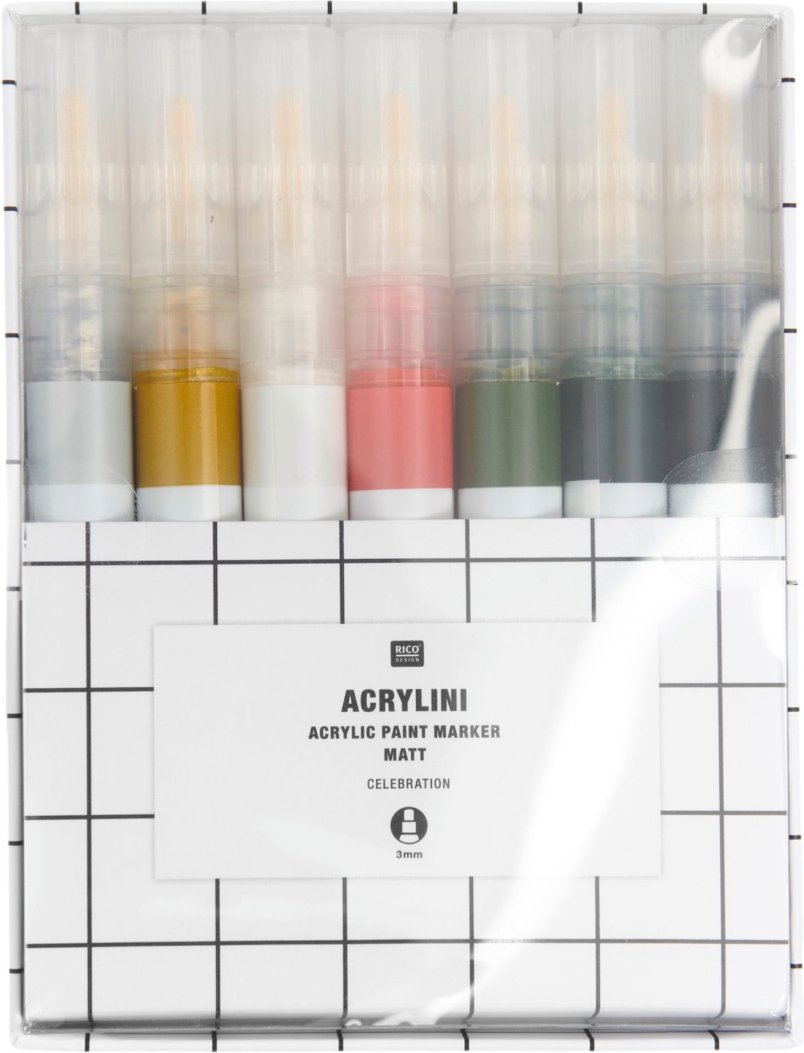 Rico Design Acrylini Marker Set Celebration inkl. 2 Metallic Farben Celebration