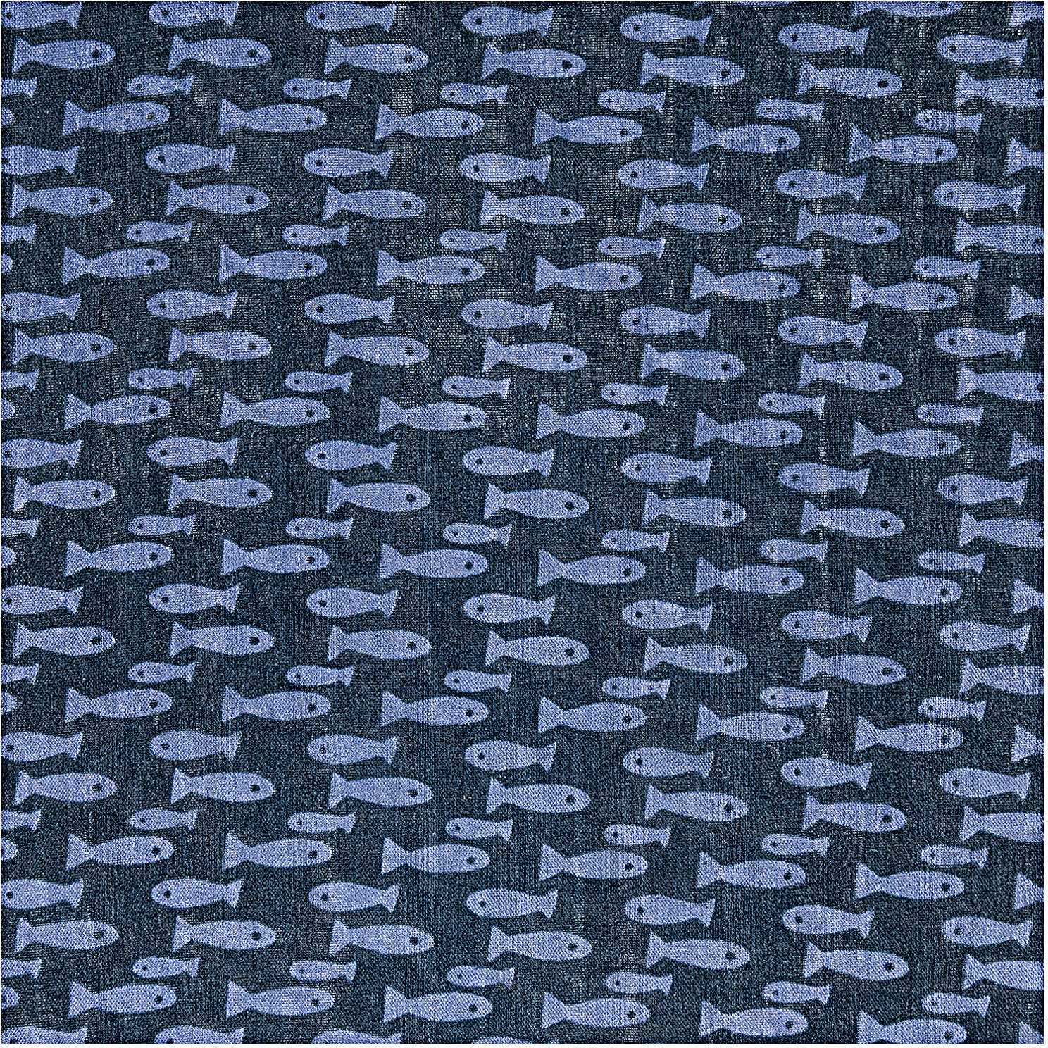 Rico Design Musselin-Druckstoff Mermaid Fische blau 140cm