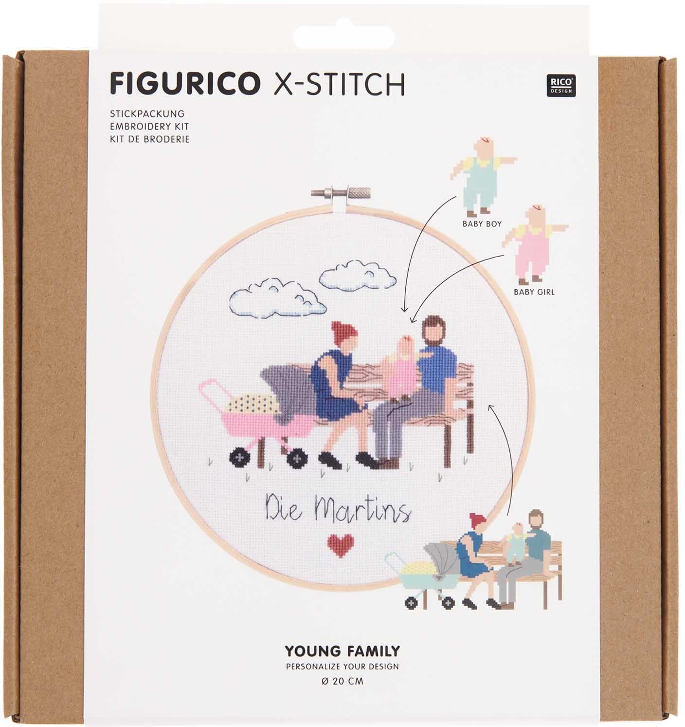 Rico Design Figurico Stickpackung Young Family 20cm