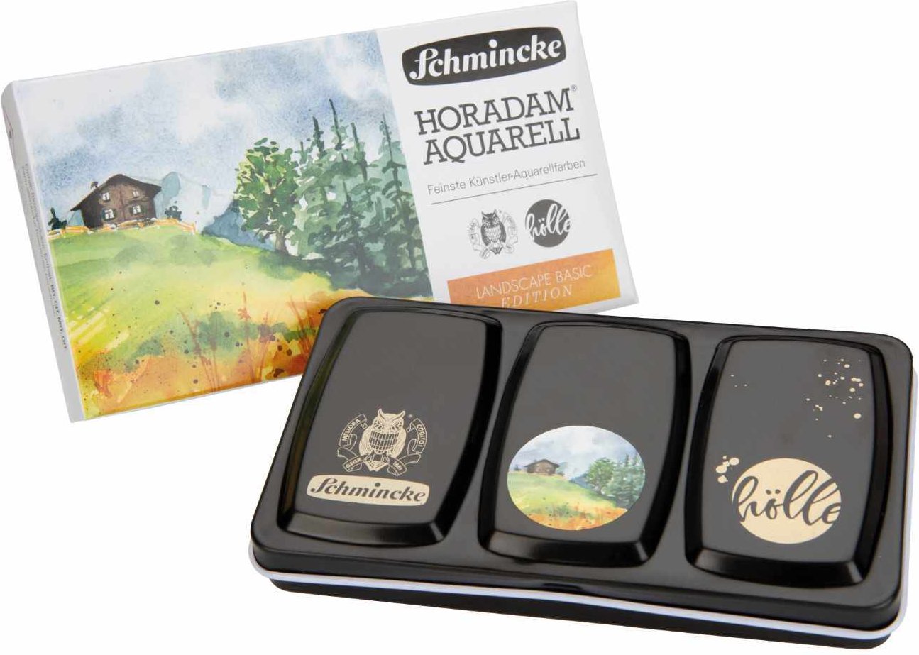 Frau Hölle Schmincke Horadam Aquarellkasten Frau Hölle Landscape Basic Edition 12x halbe Näpfe