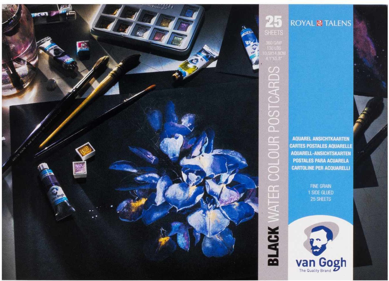 van Gogh Aquarell Postkartenblock schwarz 10,5x14,8cm Schwarz