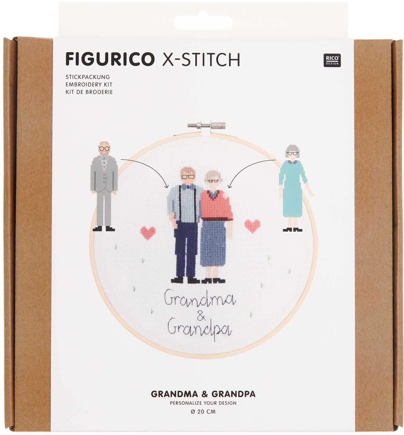 Rico Design Figurico Stickpackung Grandma & Grandpa 20cm