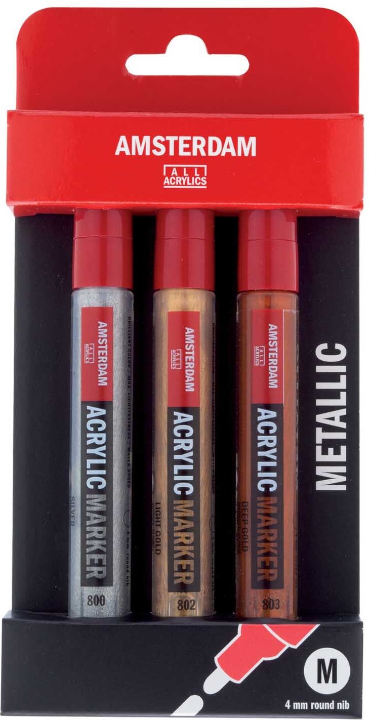 AMSTERDAM Acrylic Marker Set Metallic 3 Stück Metallic