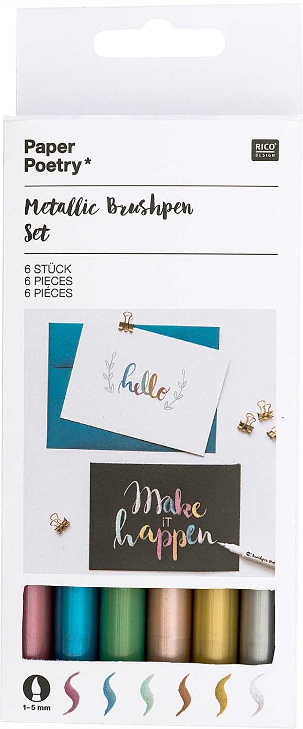 Rico Design Paper Poetry Metallic Brushpens 6 Stück Mehrfarbig