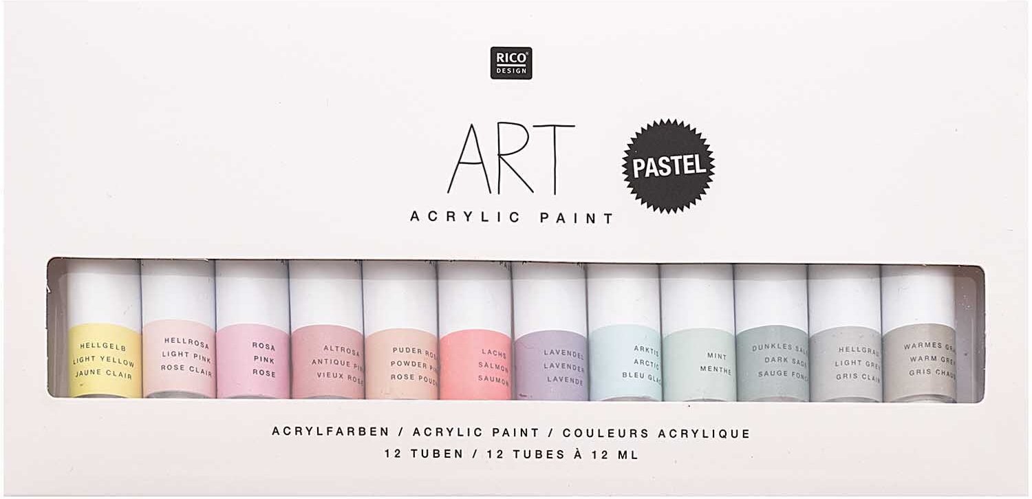 Rico Design ART Künstler Acrylfarben-Set Pastell 12x12ml