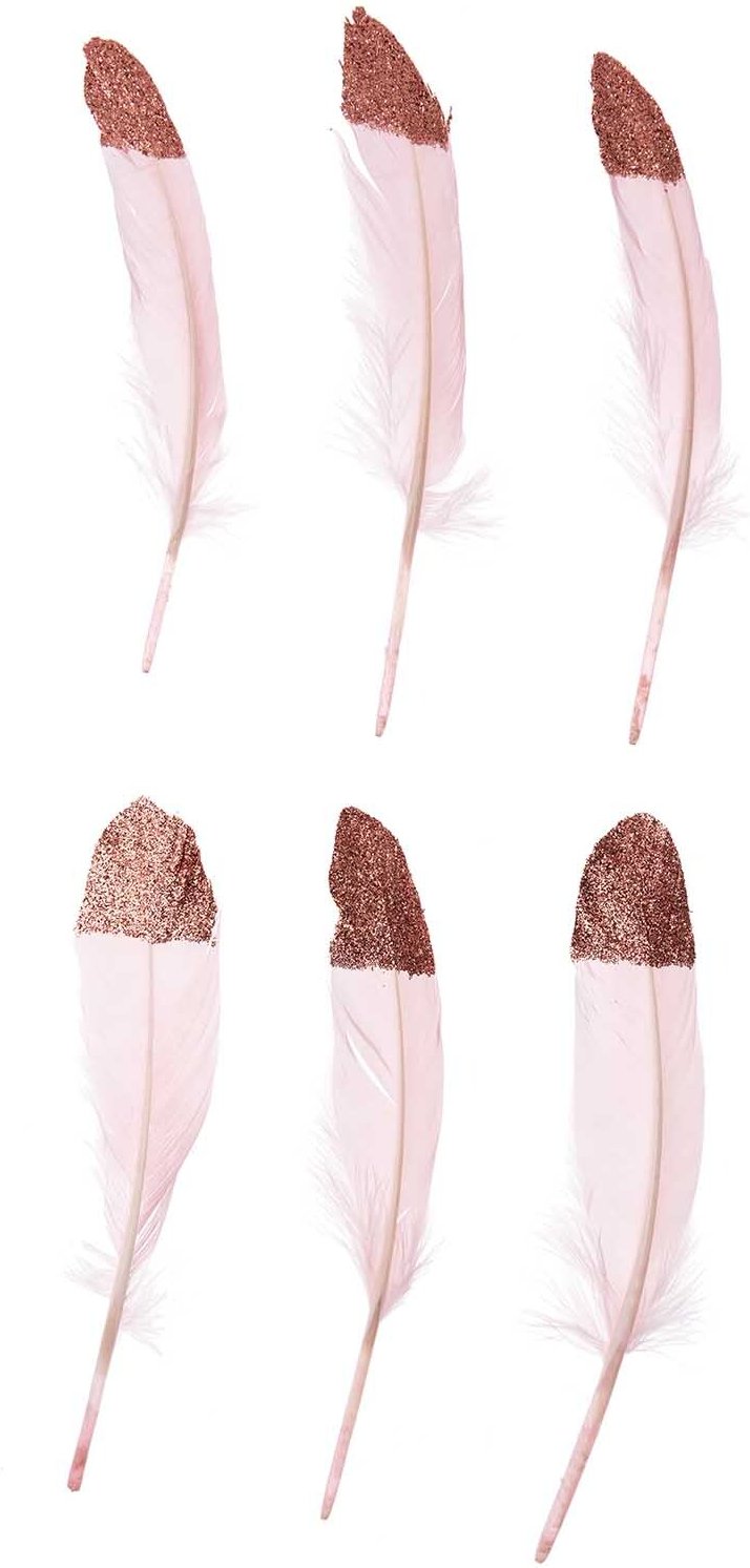 idee. Creativmarkt Federn ca. 18cm 6 Stück Rosa-Roségold