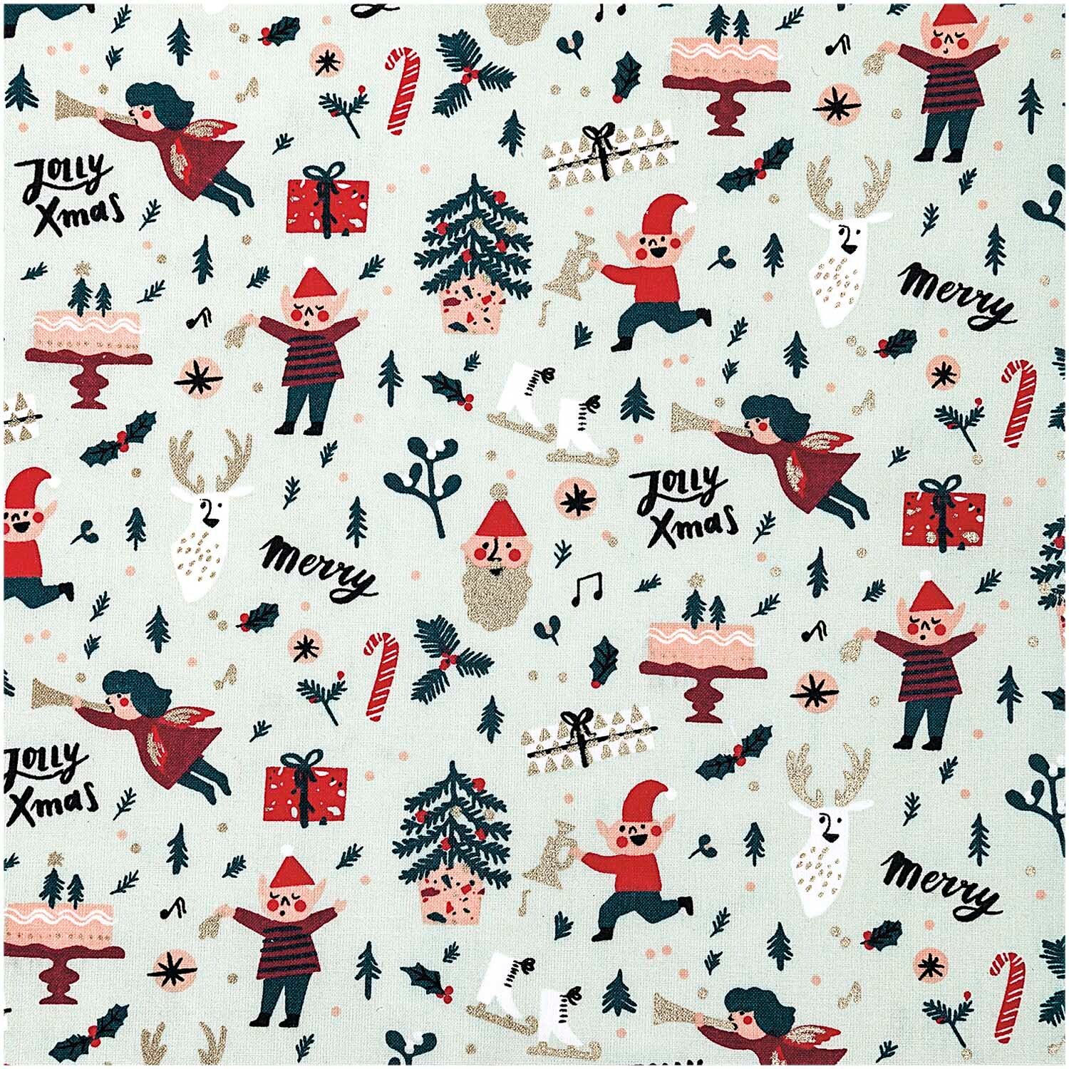 Rico Design Druckstoff Elfen mint-gold 140cm