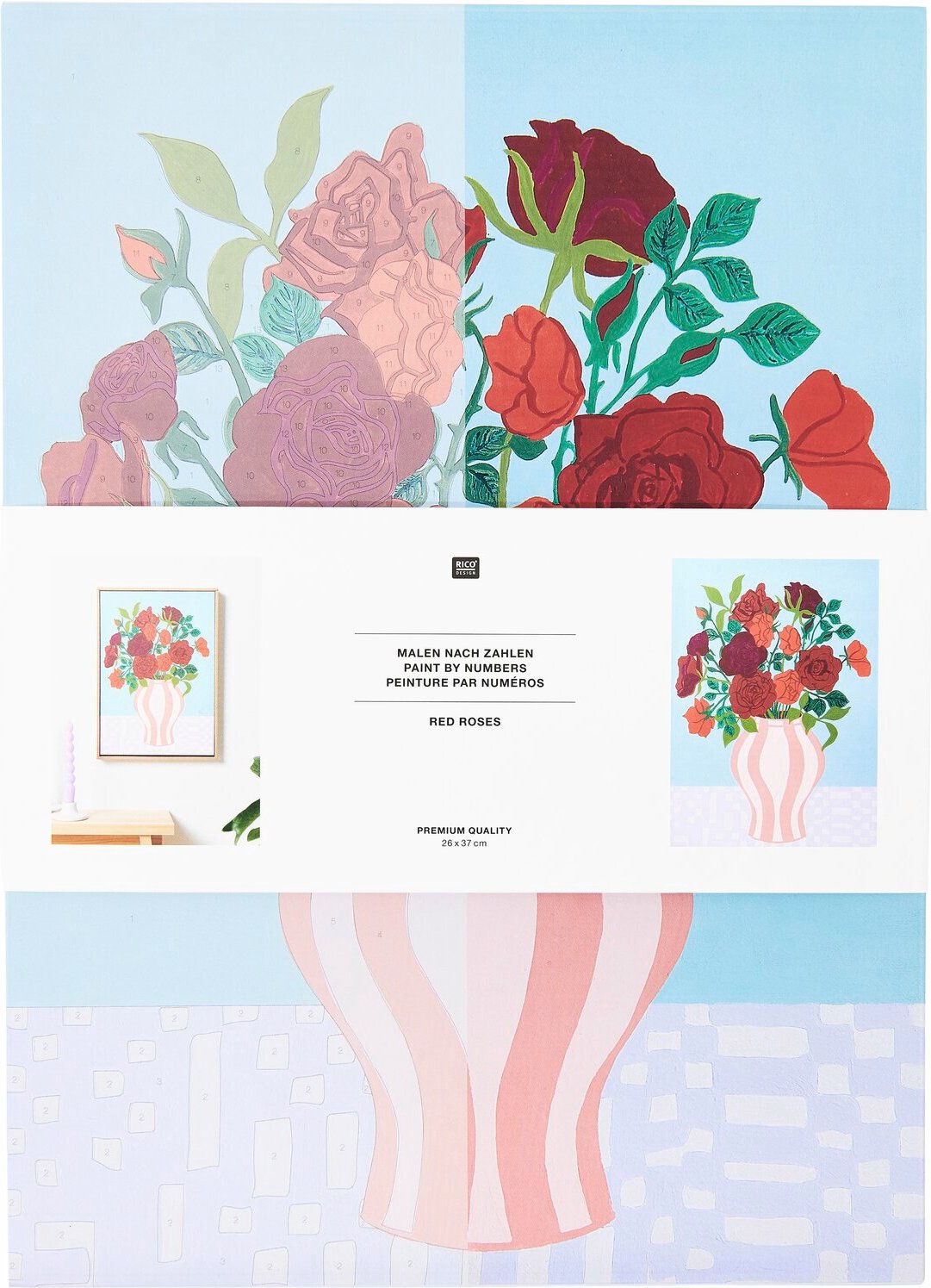 Rico Design Malen nach Zahlen Rote Rosen