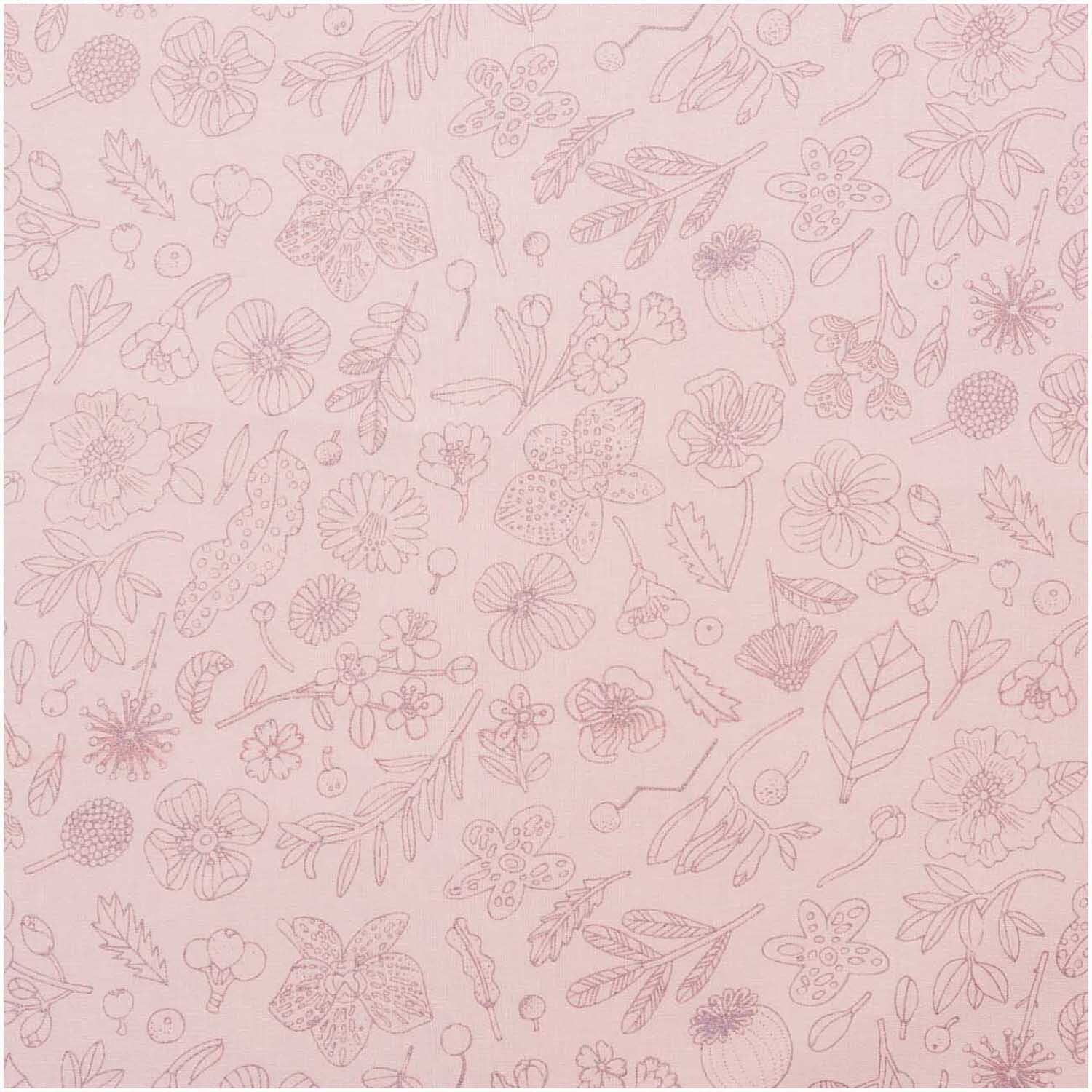 Rico Design Druckstoff Hygge Blumen rosa-metallic 50x140cm