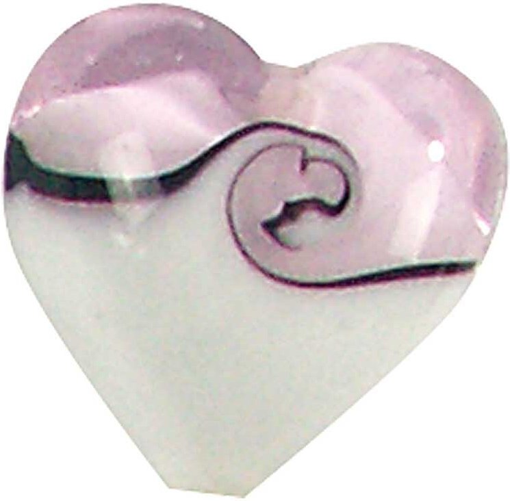 Rico Design Herz rosa-weiß 13x13mm Glas 3 Stück