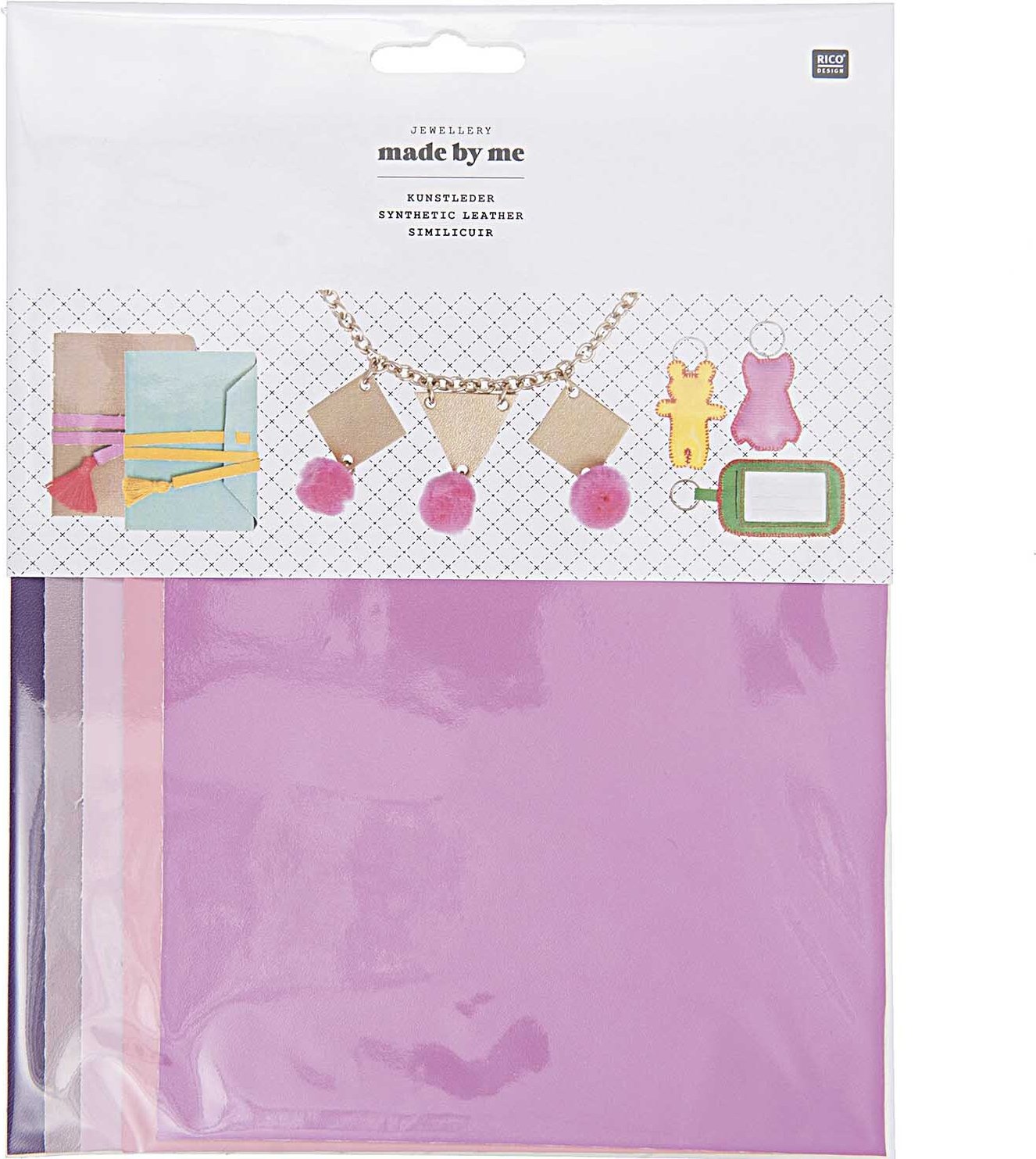 Rico Design Kunstleder Set Girly 14,8x21cm 5 Stück