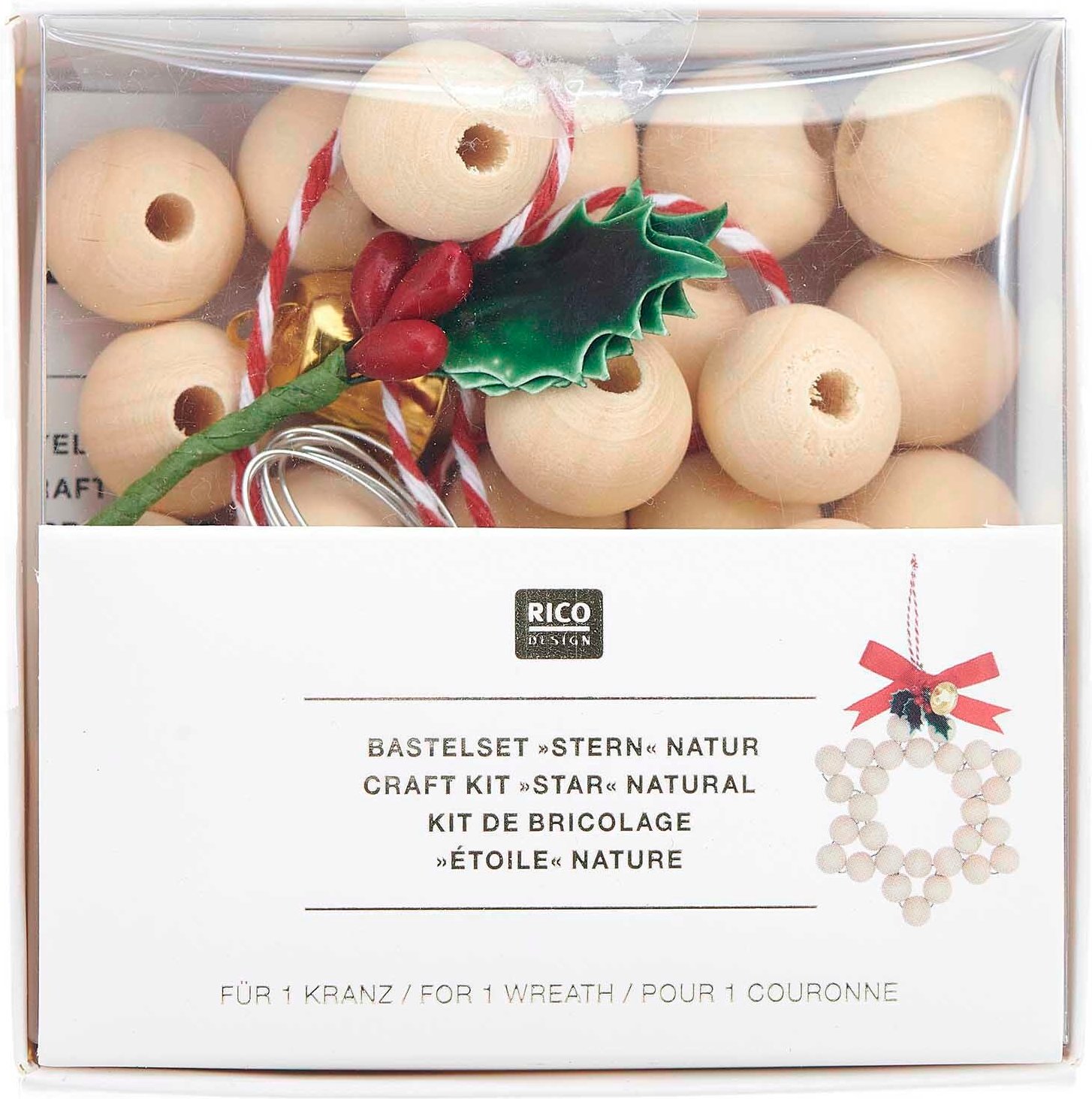 Rico Design Bastelset Holzperlen Stern natur