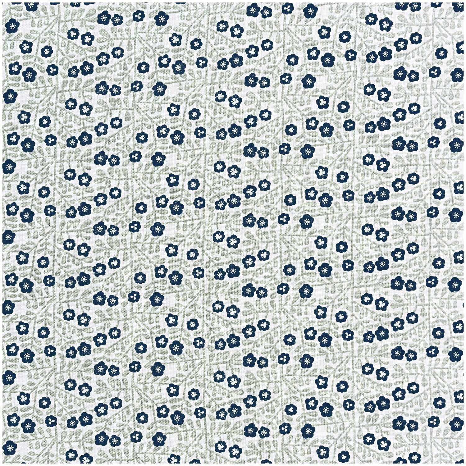 Rico Design Druckstoff kleine Blumen grau-blau 140cm