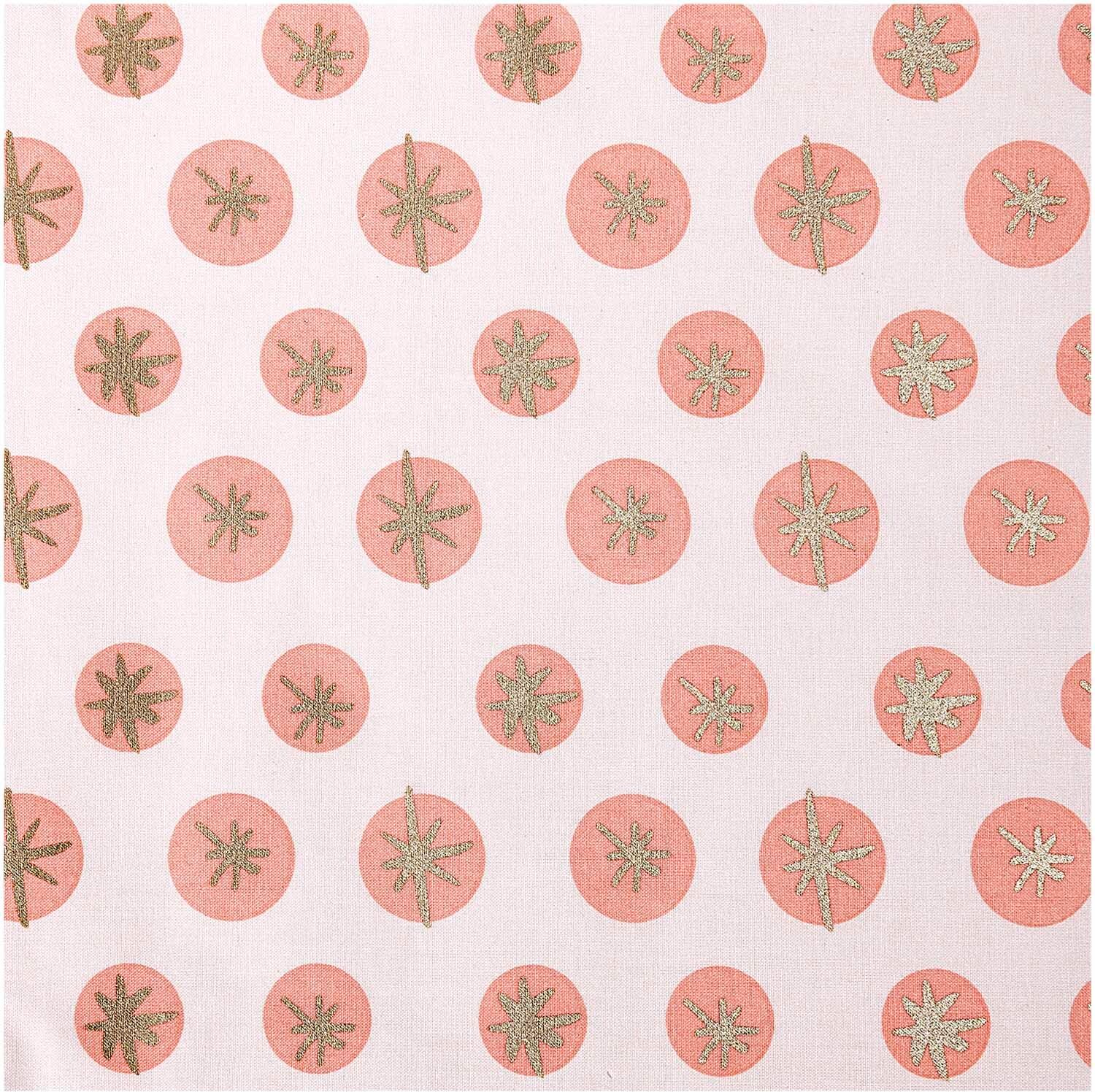 Rico Design Druckstoff Schneeflocken rosa-gold 140cm