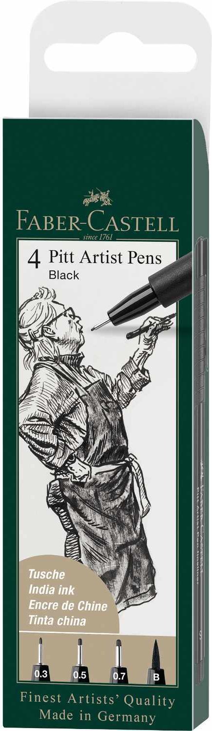 Faber Castell Pitt Artist Pen versch. Spitzen schwarz 4er Set Schwarz