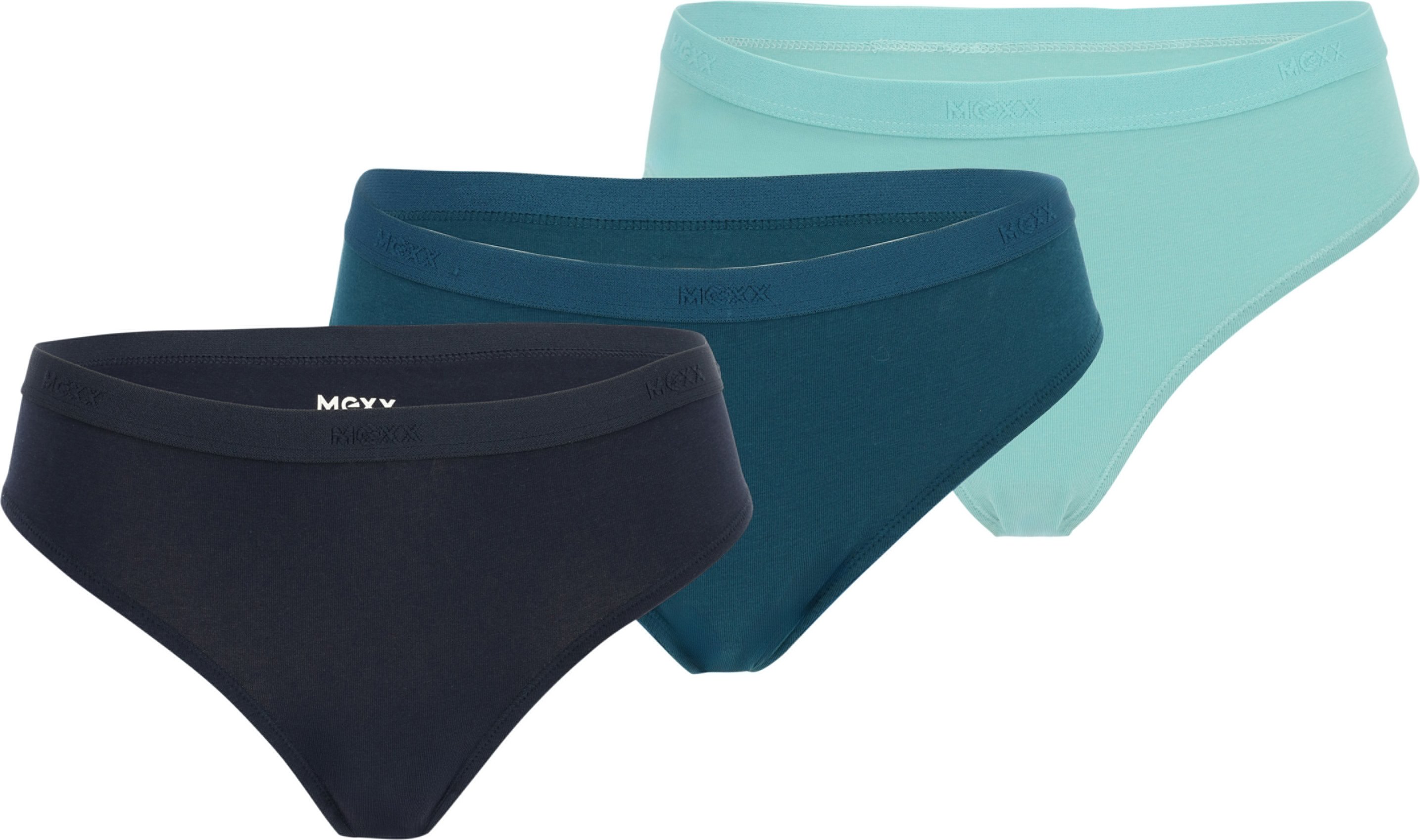 MEXX Damen Slips, 3 Stück (schwarz/petrol/grün, L)