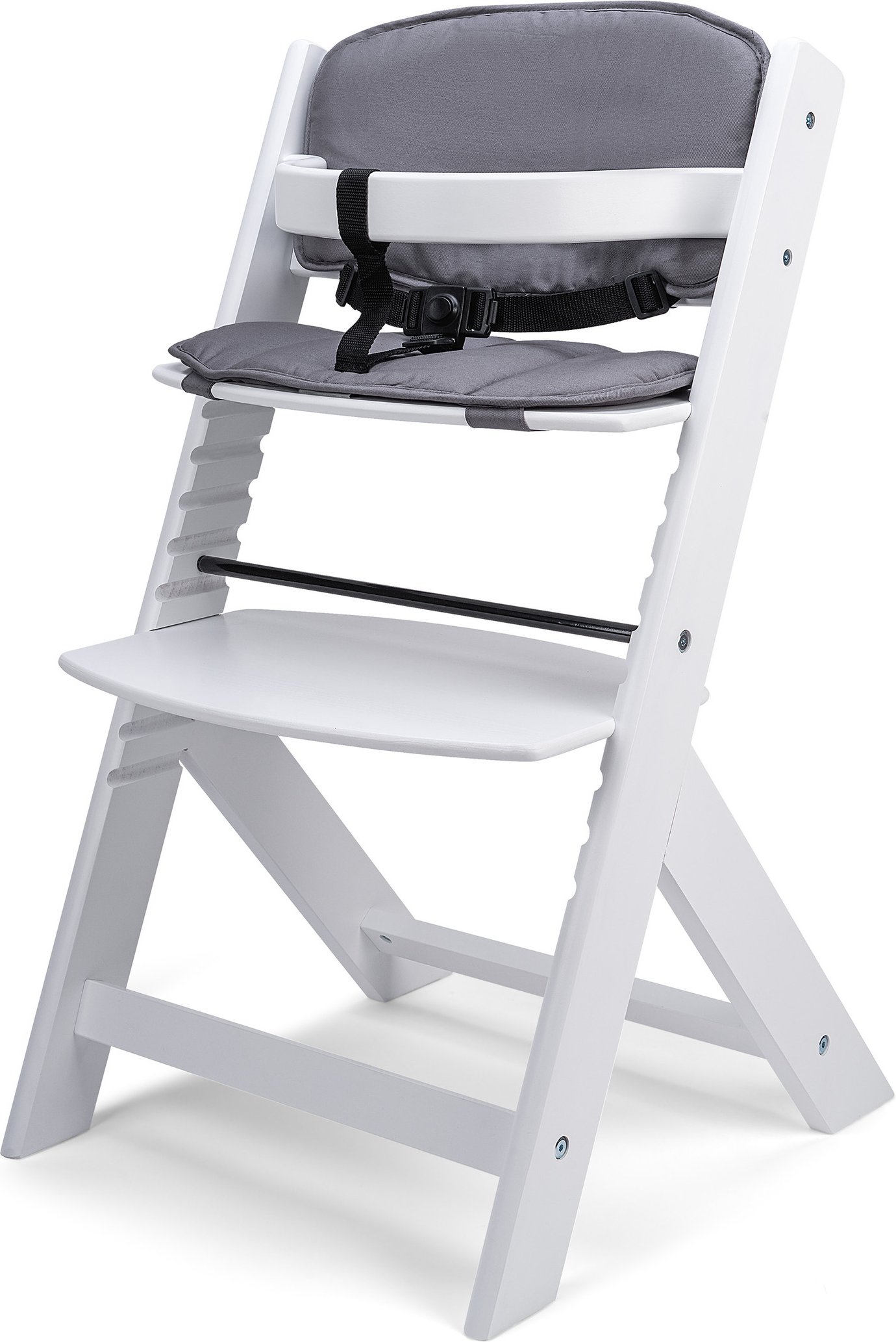 Osann Hochstuhl »Jill«, aus hochwertiger Buche (weiss inkl. Polsterset grau)