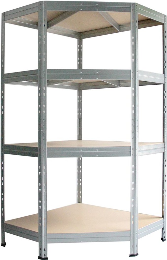 AR SHELVING Eck-Rivet Steckregal mit 4 Böden, 180x90x90x45, Stecksystem, verzinkt