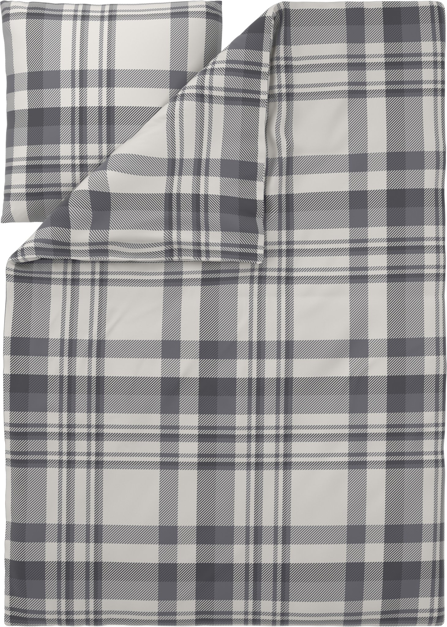 LIVARNO® Feinbiber-Bettwäsche, 135 x 200 cm (Karo/grau)