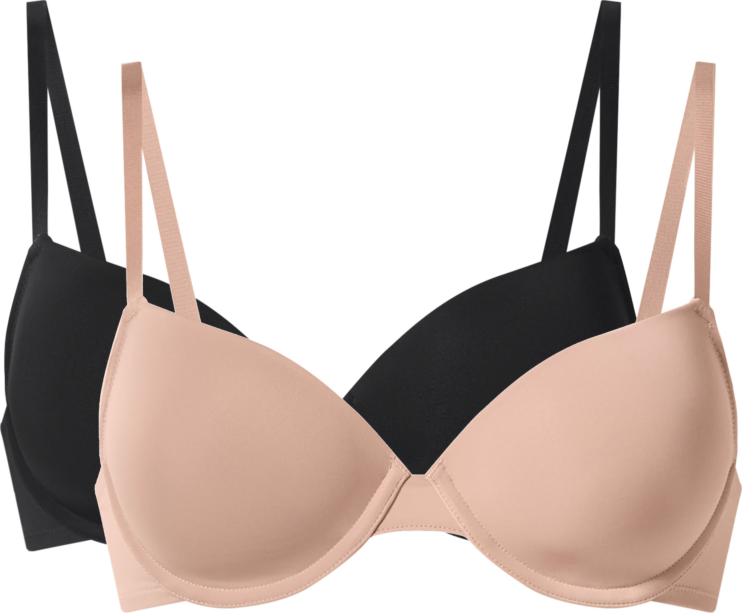 esmara® Damen Bügel BH gepaddet, 2 Stück (schwarz/beige, 85C)