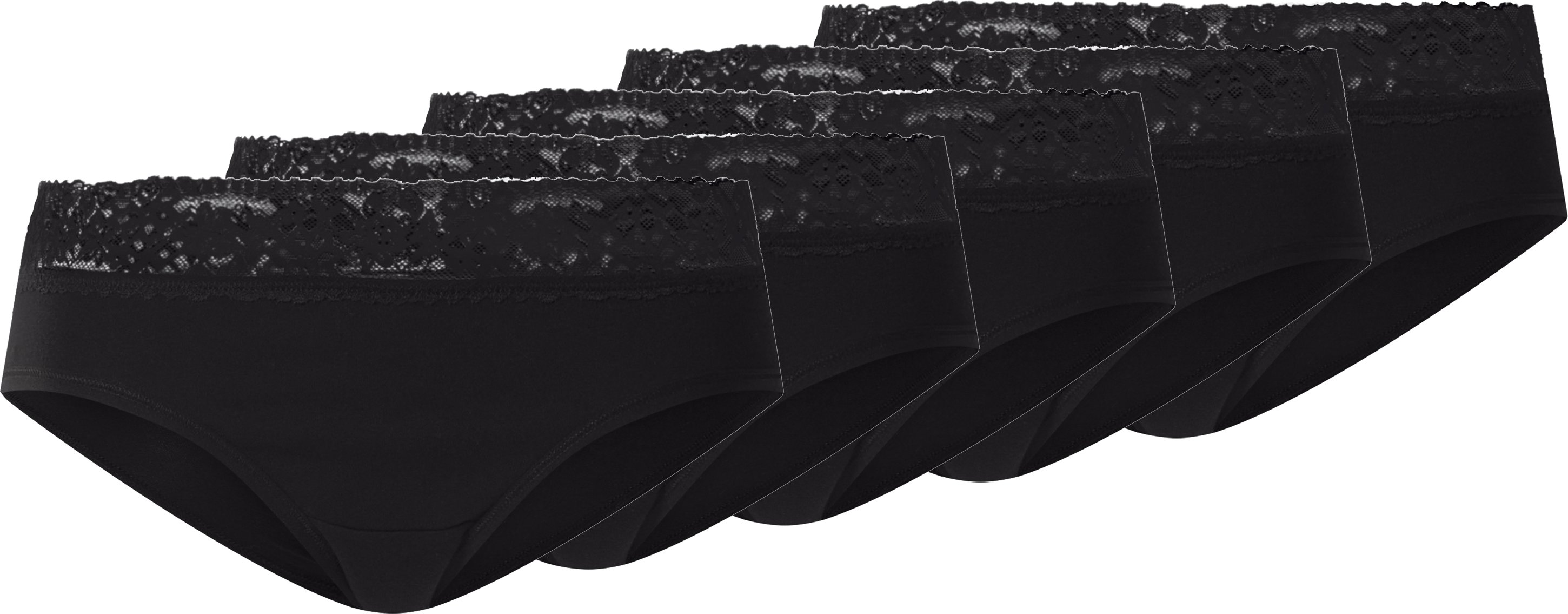 esmara® Damen Hipster mit Spitze 5 Stück (Schwarz, XL(48/50))