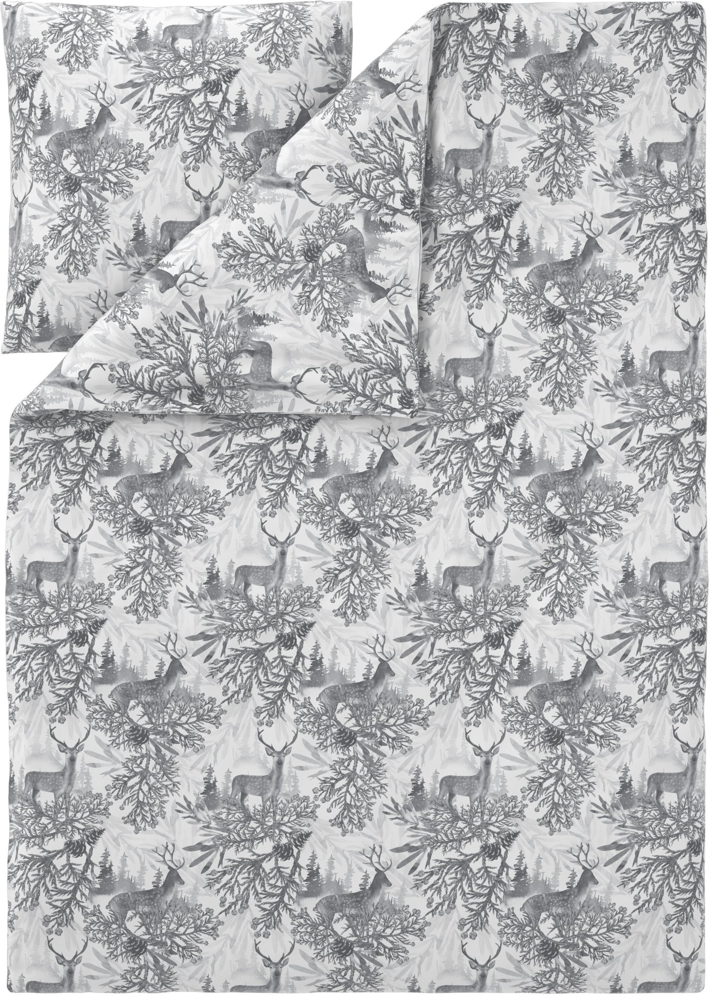 LIVARNO® Feinbiber-Bettwäsche, 135 x 200 cm (Weiß/Grau)