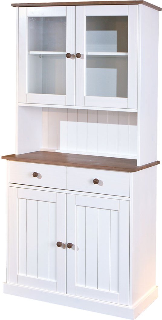 Inter Link Buffet Westerland (Mit 2 Schubladen & 2 Drehtüren, weiß, sepia/braun)