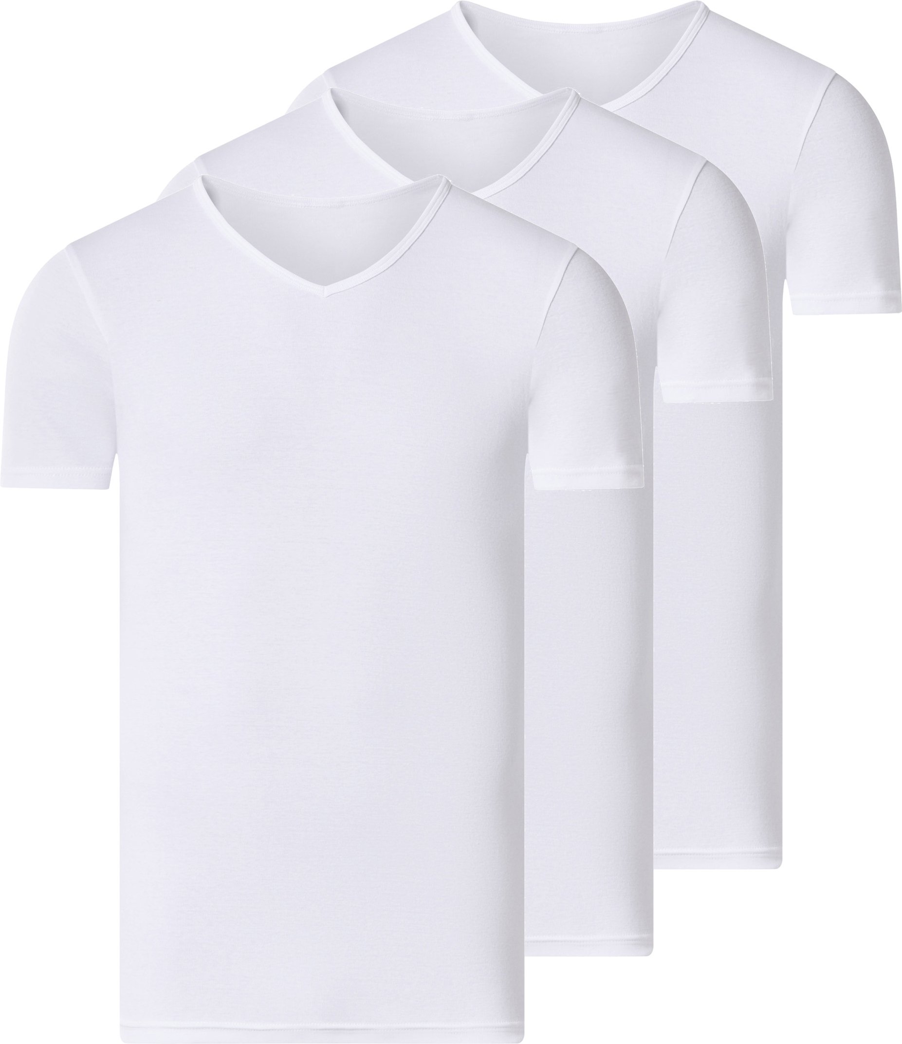 esmara Men Herren Unterziehshirt Feinripp, 3 Stück (V-Kragen, Weiß, 5/M)
