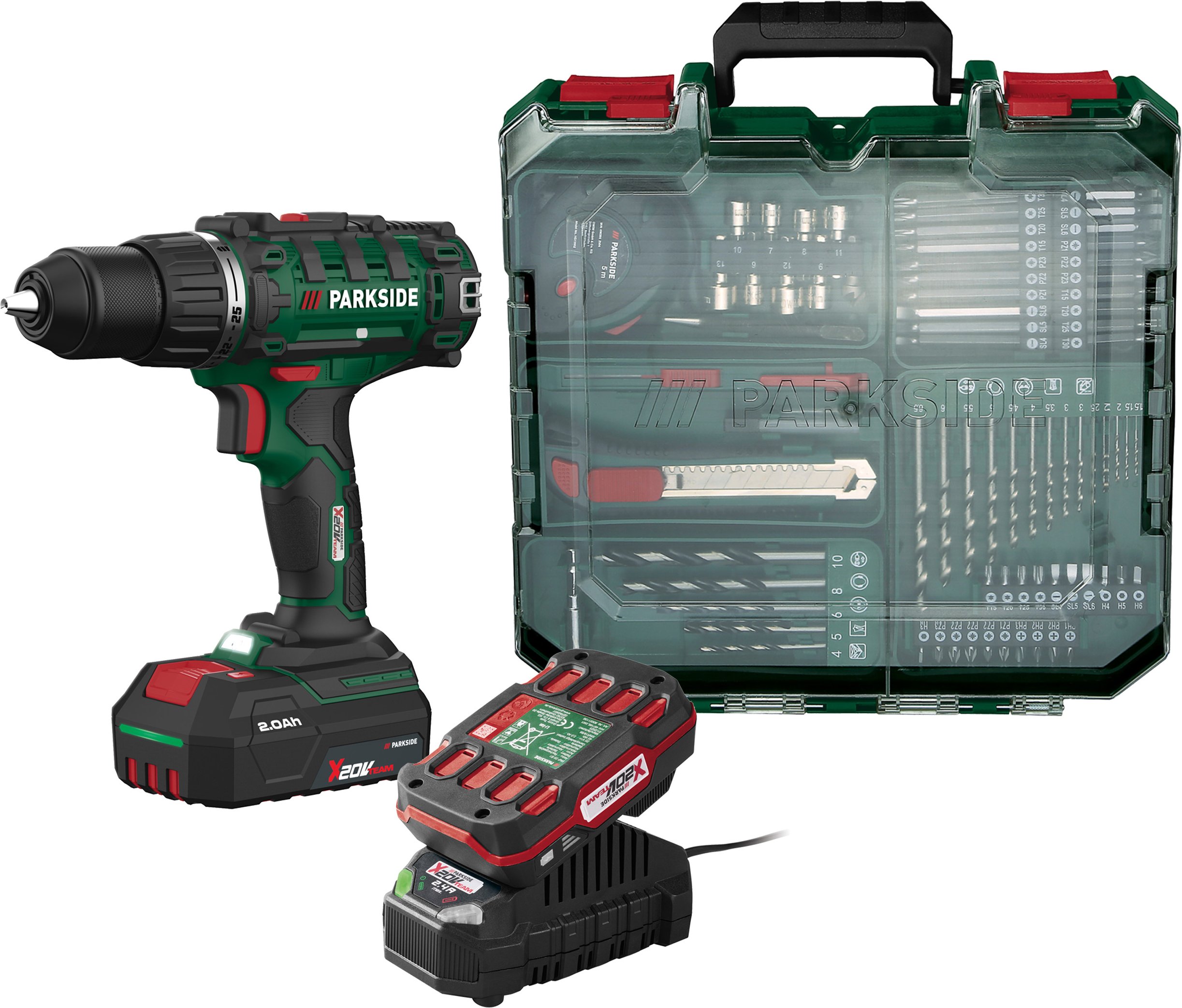 PARKSIDE® 20 V Akku-Bohrschrauber-Set »PABS 20-Li I9«, mit Akku und Ladegerät