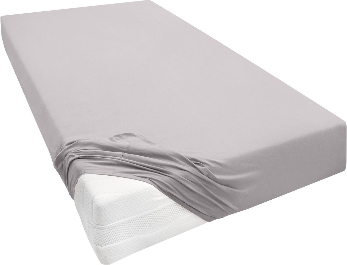 Biberna Premium Jersey-Elasthan Spannbettlaken für Boxspringmatratzen (Grau, 90 - 100 x 200 - 220 cm)