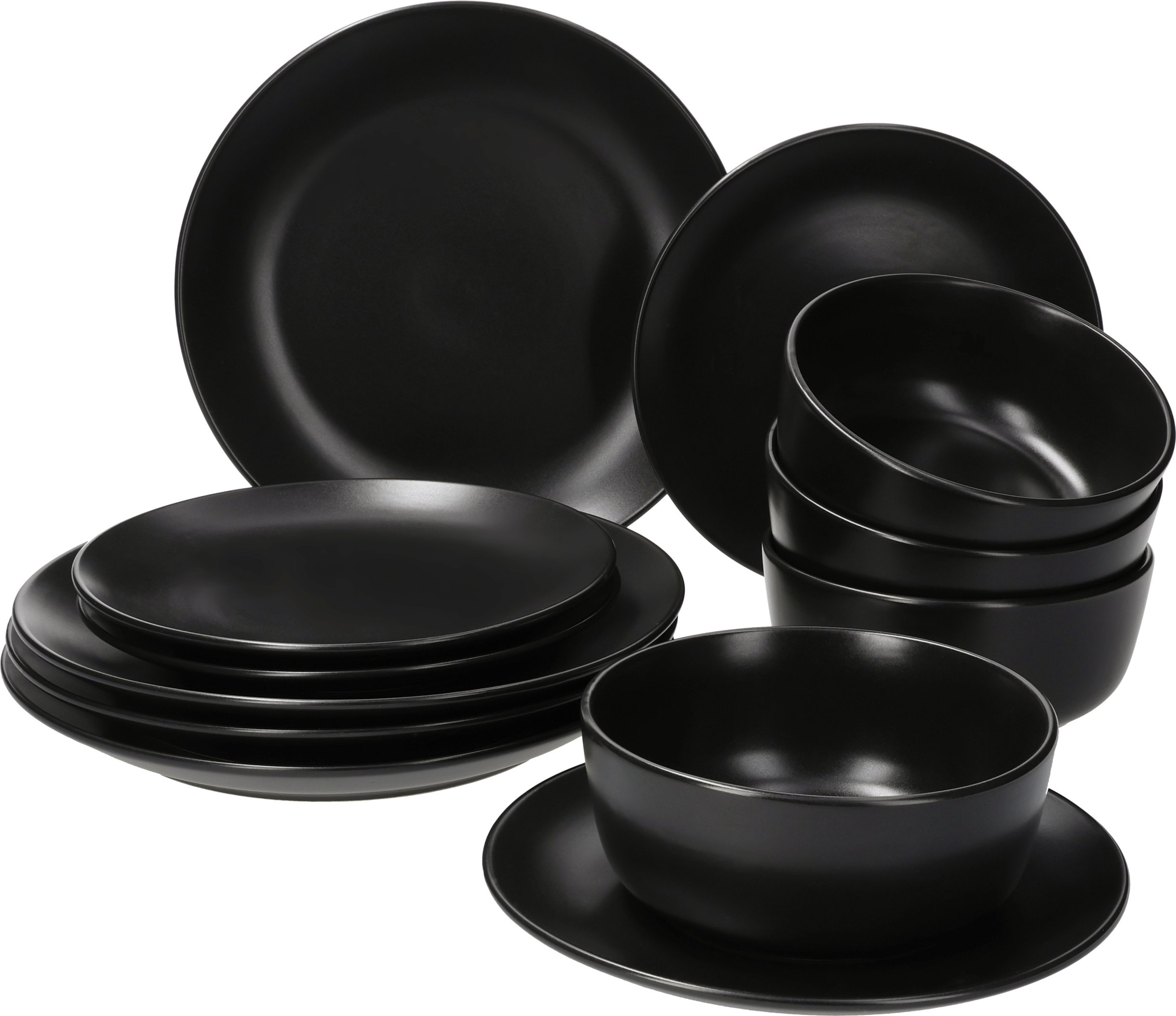 Geschirr-Set, 12-teilig (Schwarz)