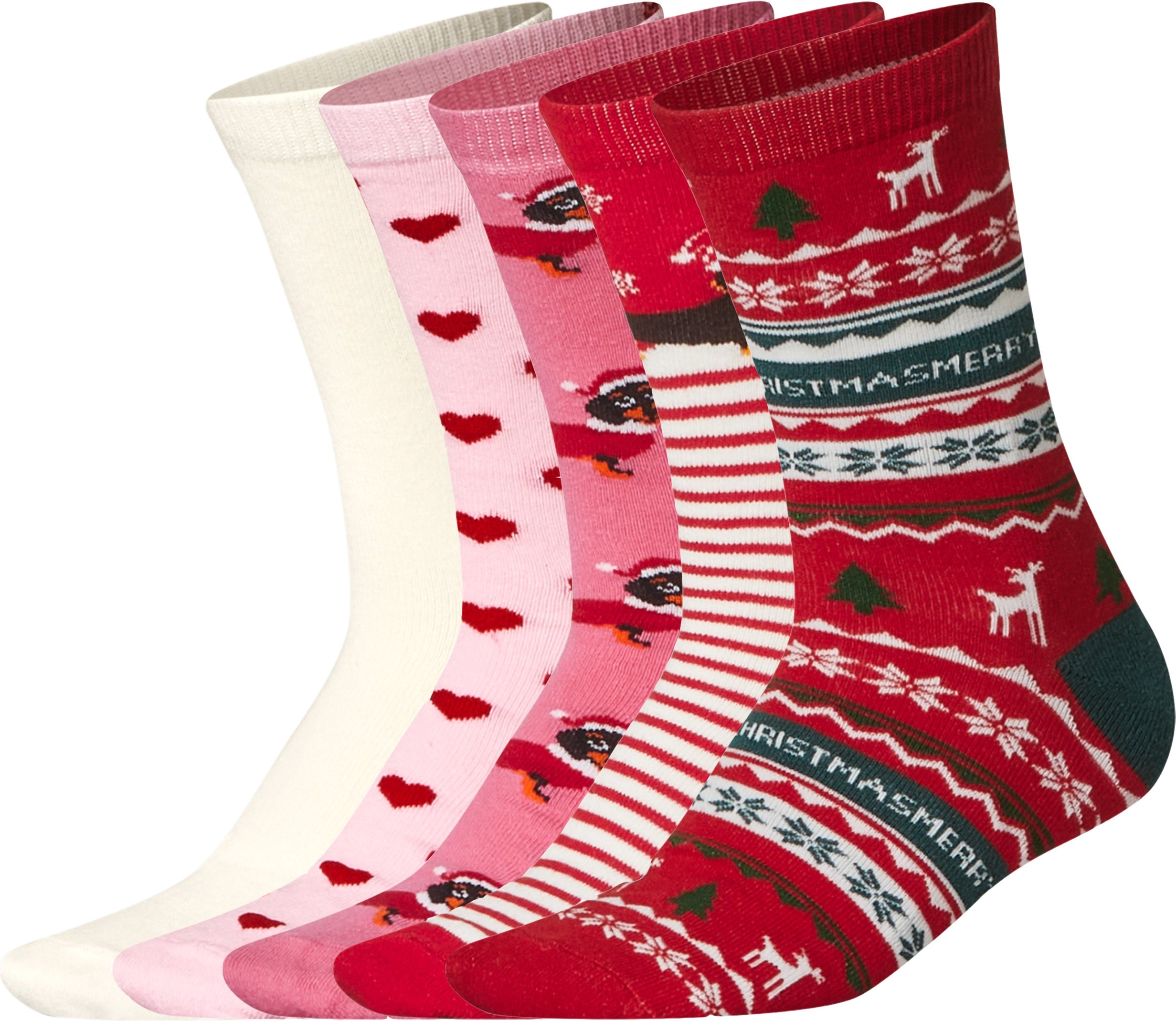 esmara® Damen Socken Lurex (pink/weiß/rot, 35-38)