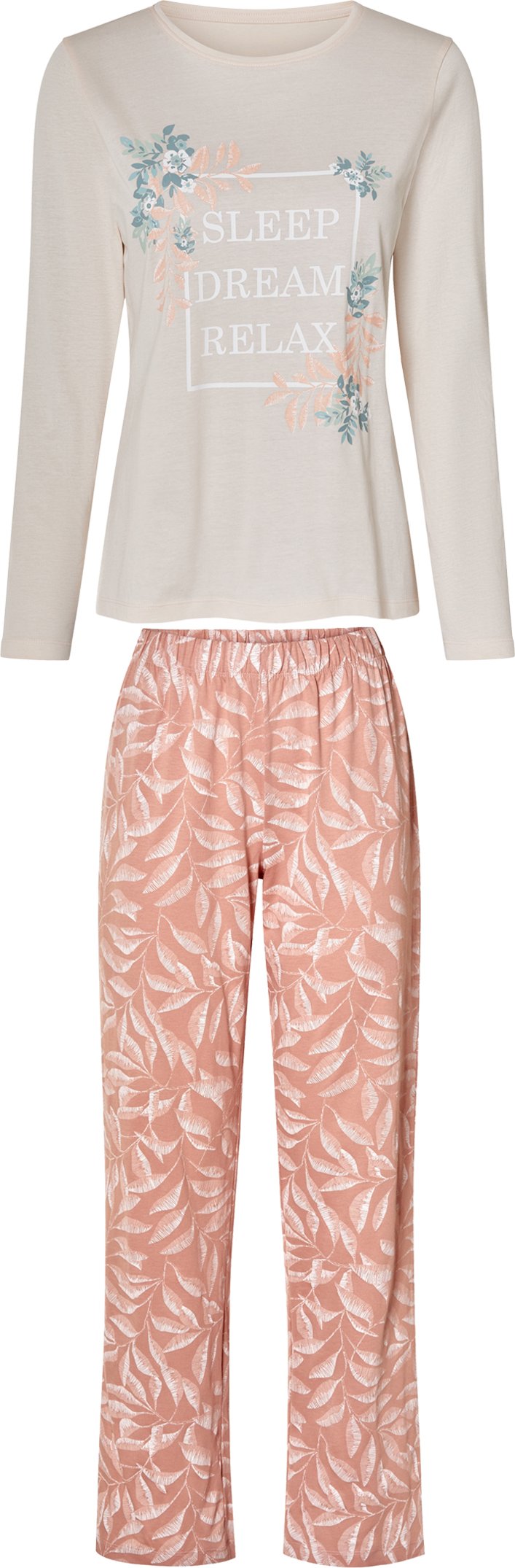 esmara® Damen Pyjama, aus reiner Baumwolle (Rosa, L(44/46))