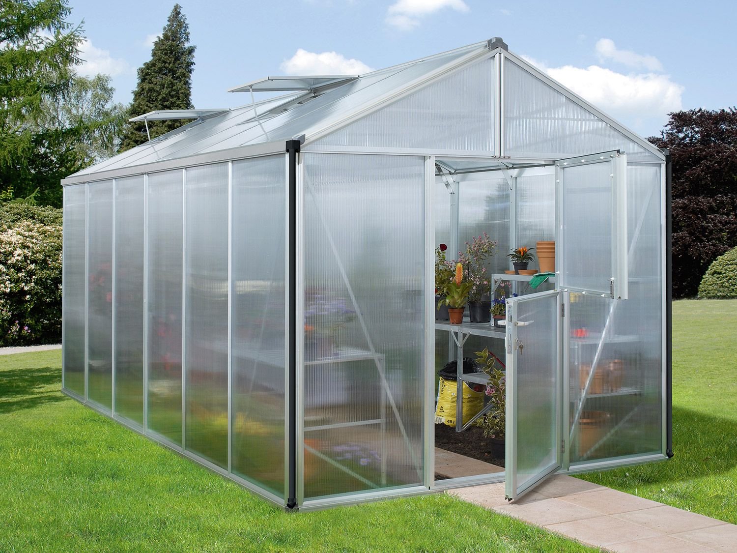 Vitavia Gartengewächshaus Zeus (10 mm Hohlkammerplatten, Aluminium, ca. 11,9 qm)