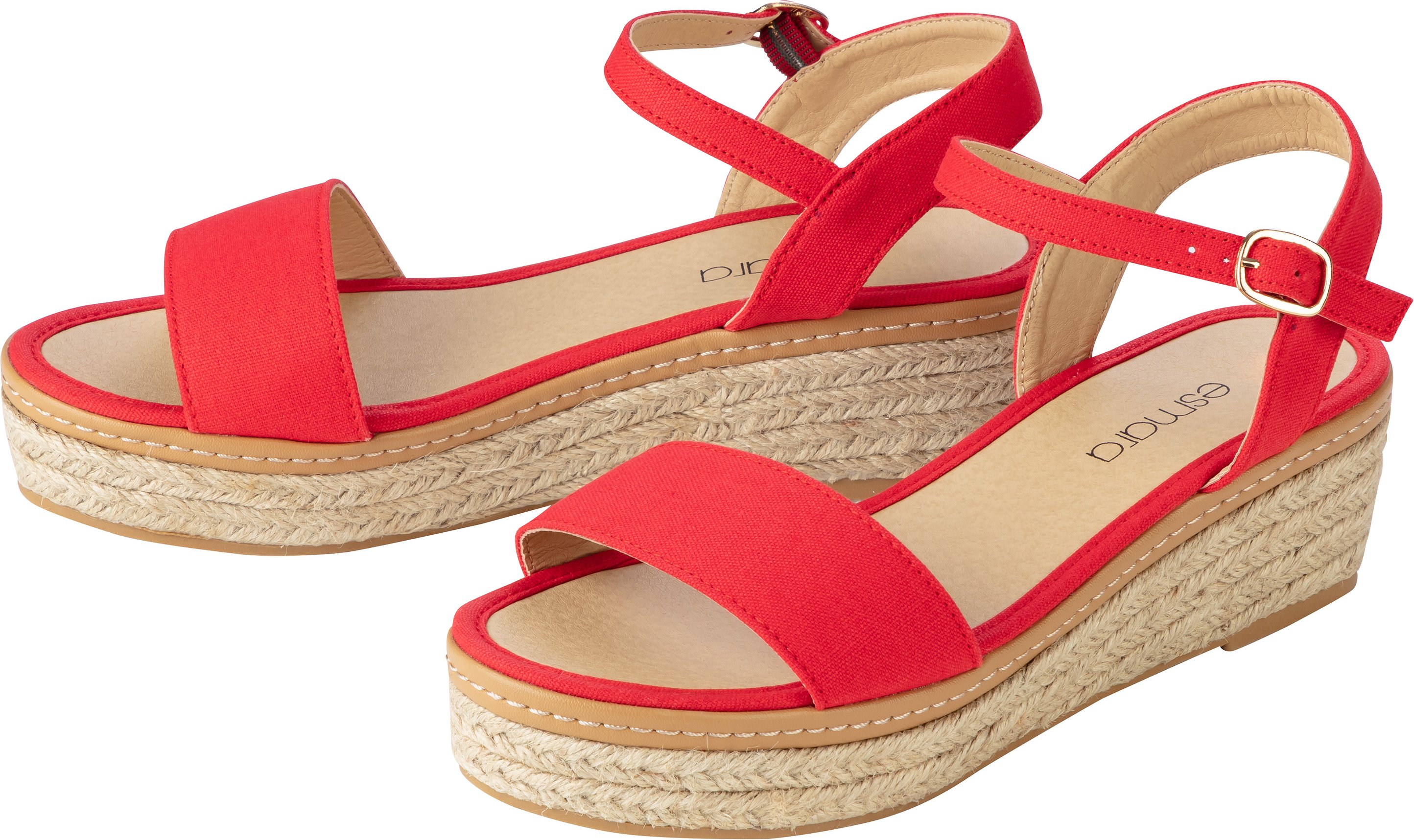 esmara® Damen Sandale Keilabsatz (Rot, 36)