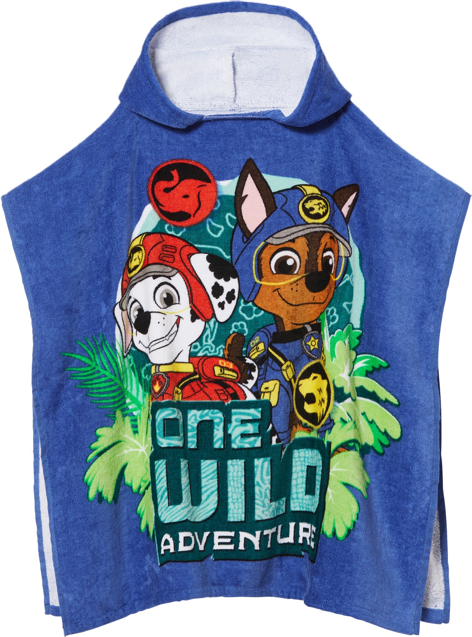 Kinder Poncho Velours 60x120cm/Strandtuch Velours 75x150cm (Poncho/blau)