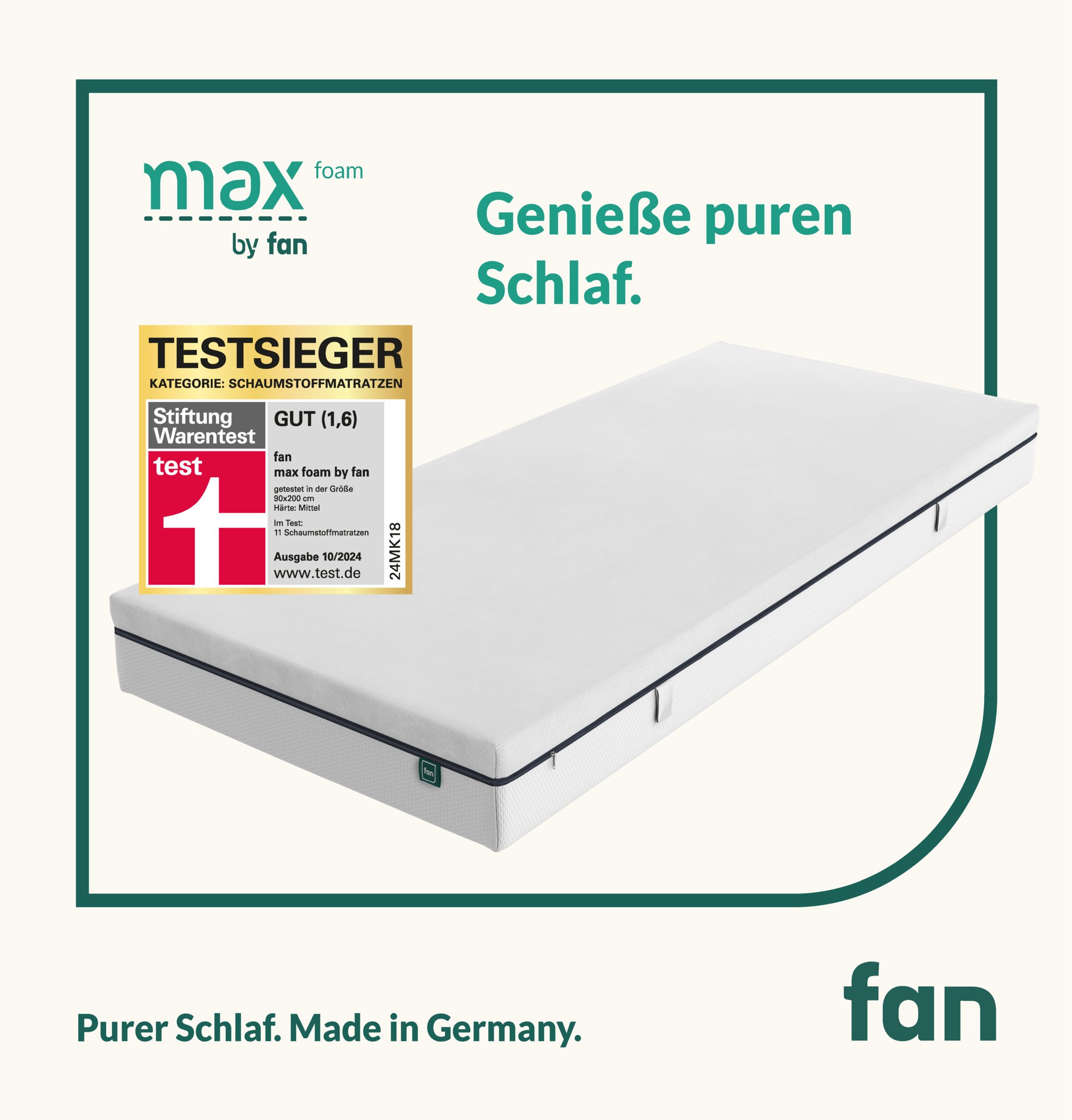 f.a.n. Mehrzonen-Komfortschaumkern-Matratze »max foam by fan« (90 X 200 CM)